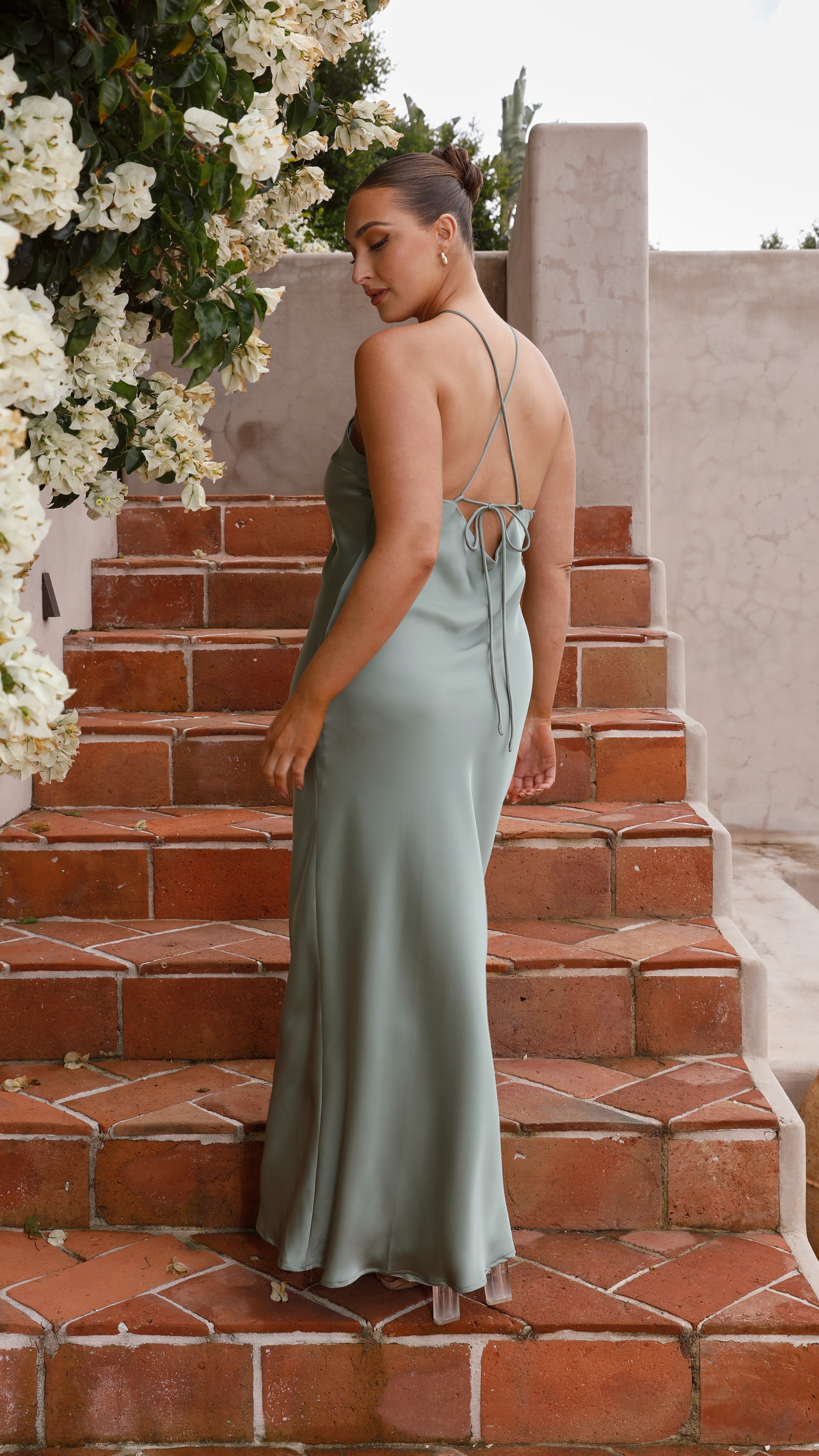 Chiara Maxi Dress for Women - Elegant Long Flowy Green Dress for Summer, Beach, and Casual Outings