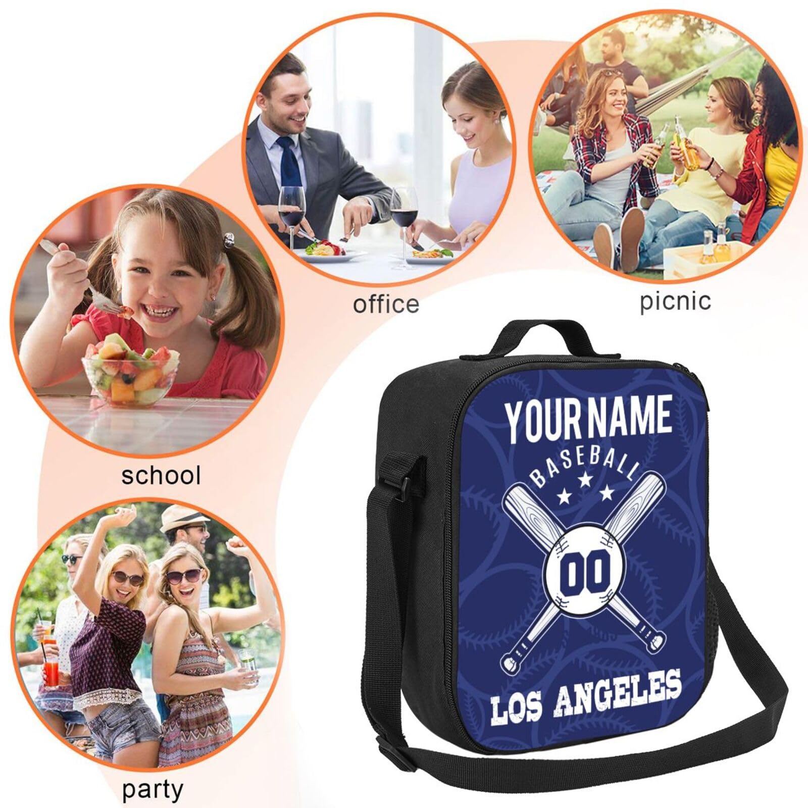 Custom Insulated Lunch Box with Name & Number - Portable Cooler Lunch Bag for Kids, Men & Women - Perfect for School, Work & Outdoor Picnics