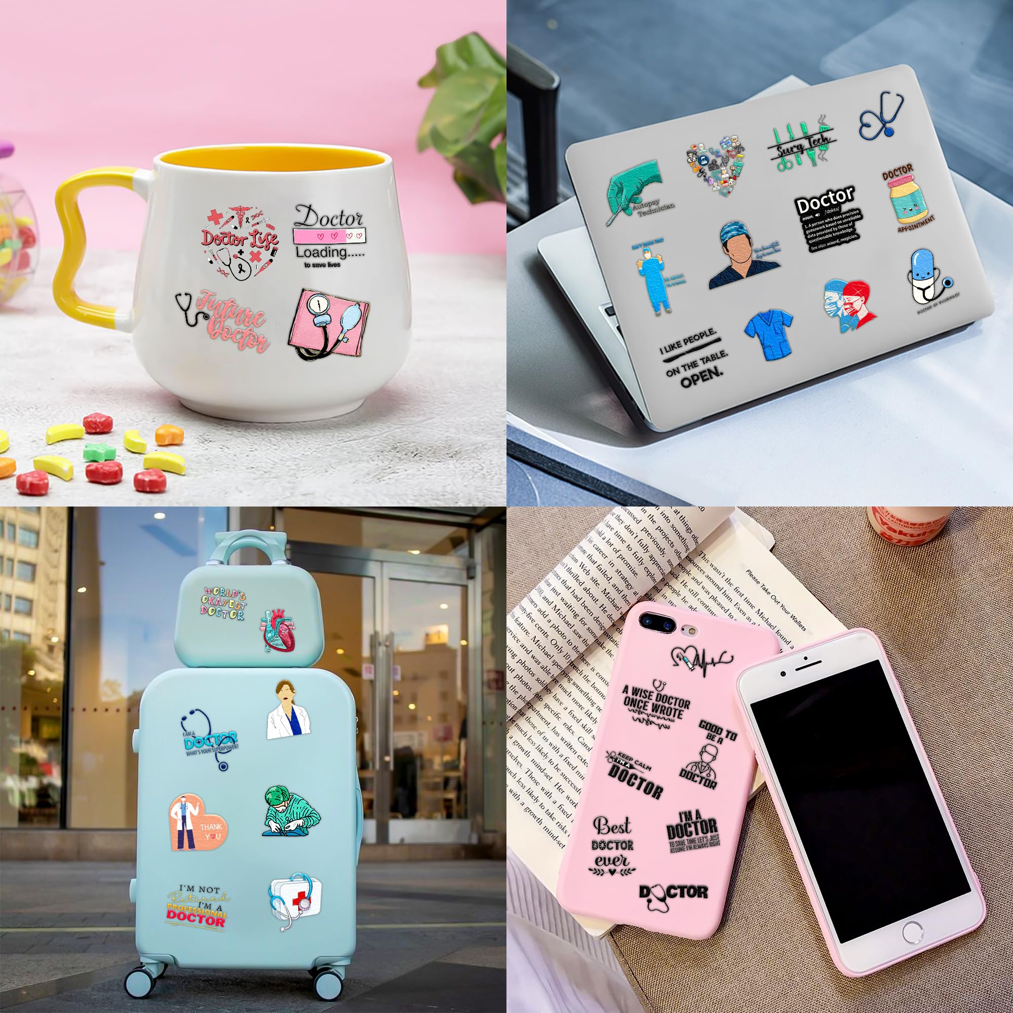96PCS Funny Doctor Medical Equipment Temporary Tattoos - Themed Birthday Party Decorations, Favors & Supplies - Cute Healthcare Nurse Pharmacy Tattoo Stickers - Perfect Gifts for Kids, Boys & Girls - Ideal for School Prizes, Halloween Costumes & Role Play Activities