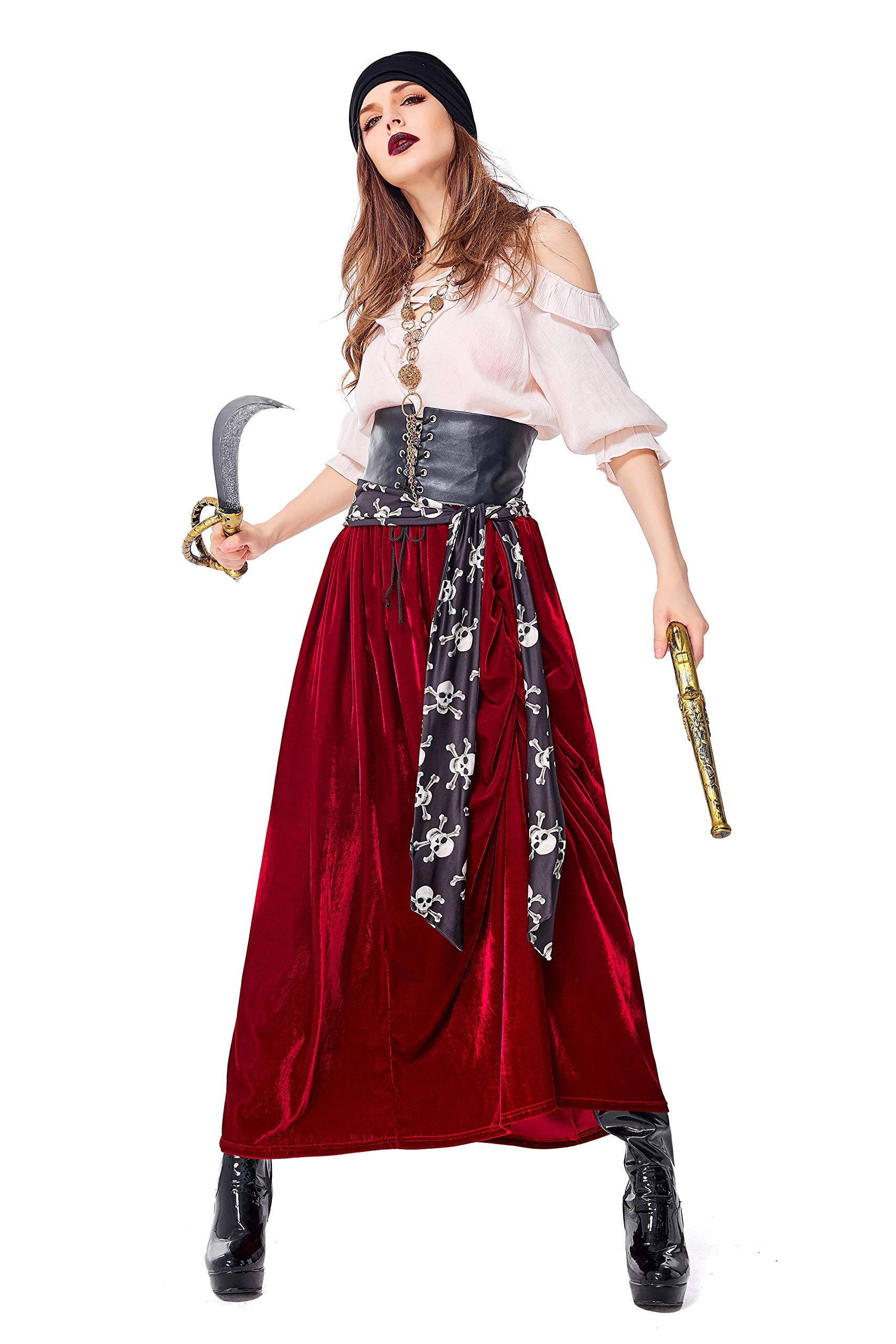 Women's Pirate Cosplay Costume - Halloween Costume, Masquerade Party Outfit, Fairy Tale Theater Performance Dress, Gypsy Style Costume for Themed Parties & Stage Shows