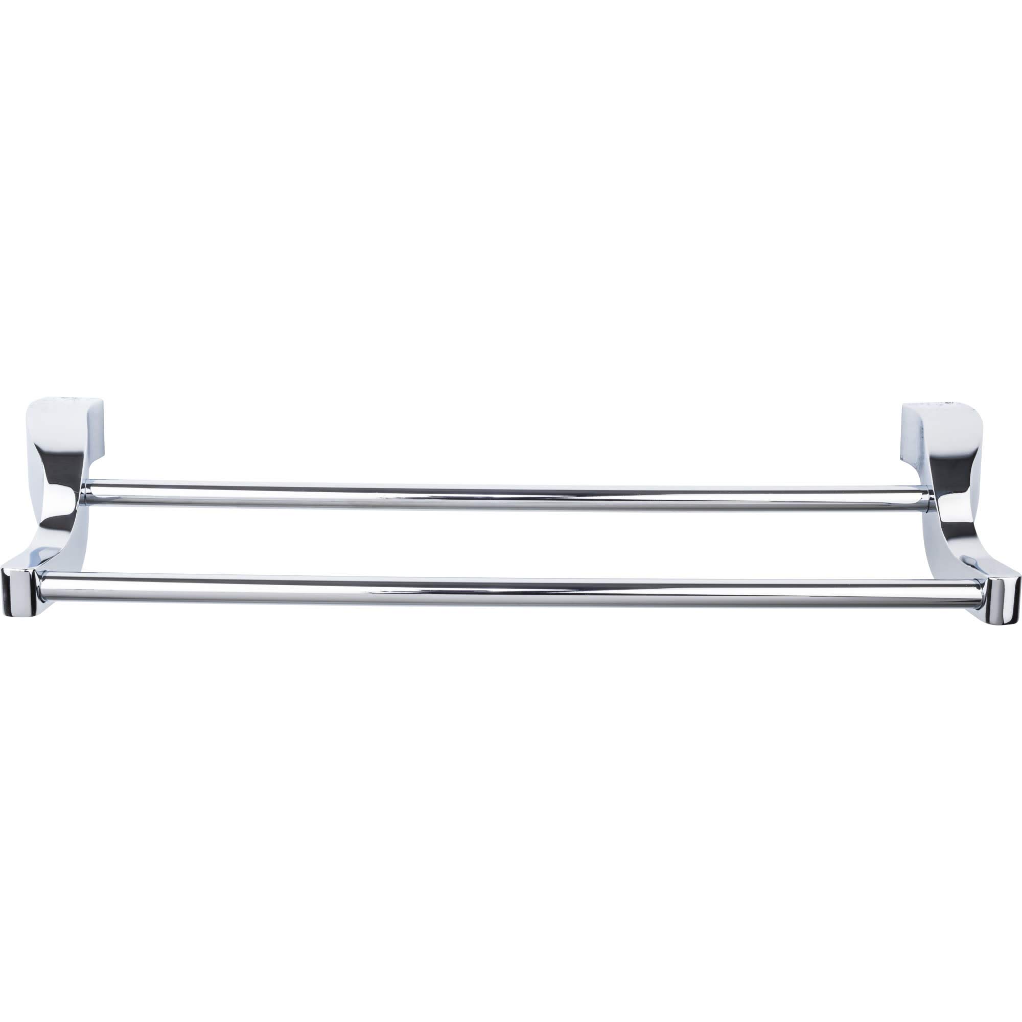 Top Knobs AQ7-PC Chrome Double Towel Rod for Bathroom - Aqua Finish, Durable & Stylish Bathroom Accessory for Towel Organization in Modern Homes