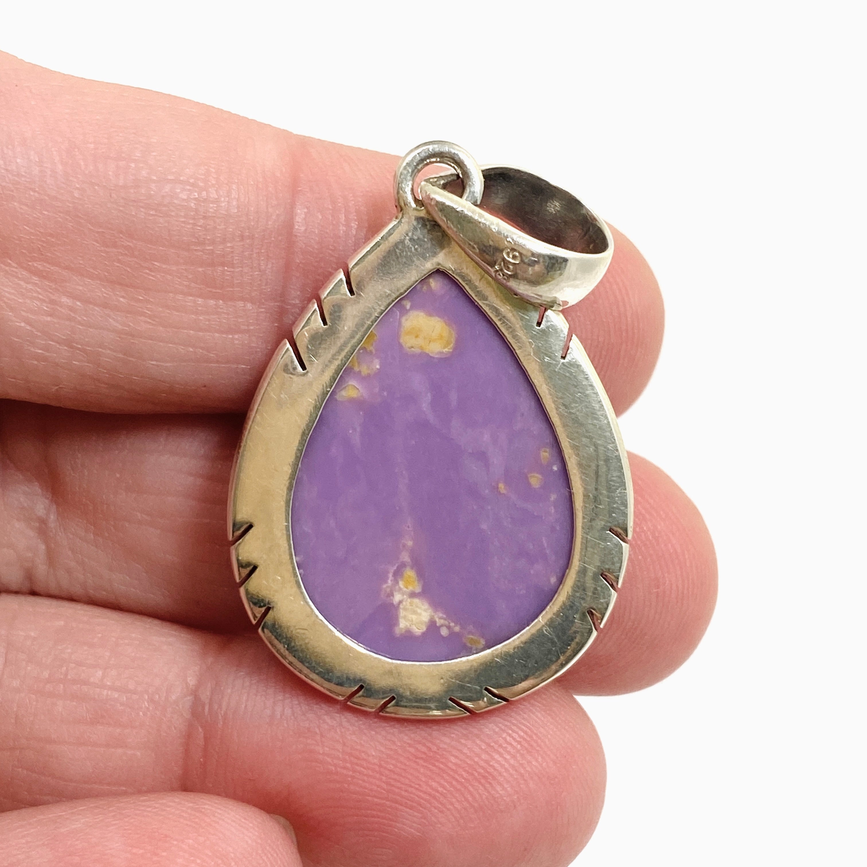 Natural Phosphosiderite Teardrop Cabochon Pendant in Sterling Silver Setting - Unique Handmade Jewelry for Women - Perfect for Boho Style, Gift Giving & Special Occasions