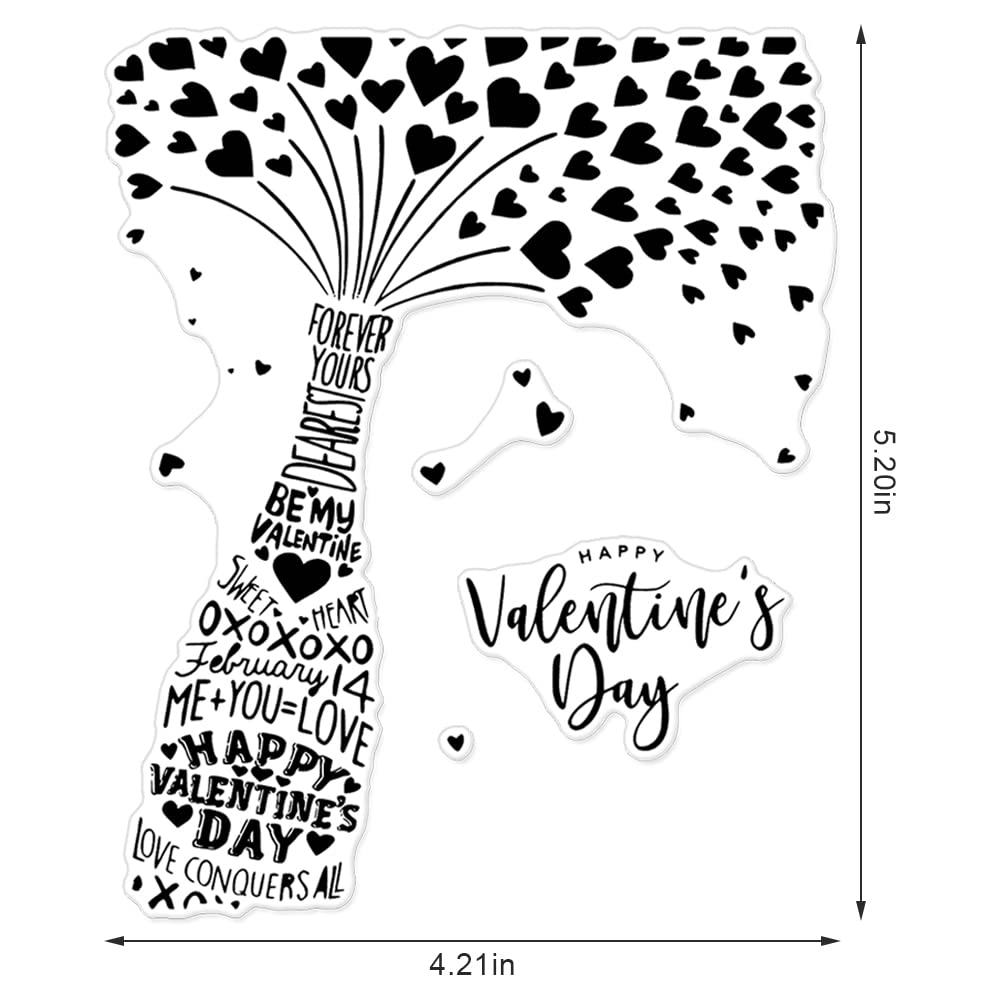 Valentine's Day Clear Rubber Stamps Set - Heart Bottle & Love Words for DIY Greeting Cards, Scrapbooking, Paper Crafts - Perfect for Romantic Holiday Decorations, Wedding Invitations & Gift Wrapping