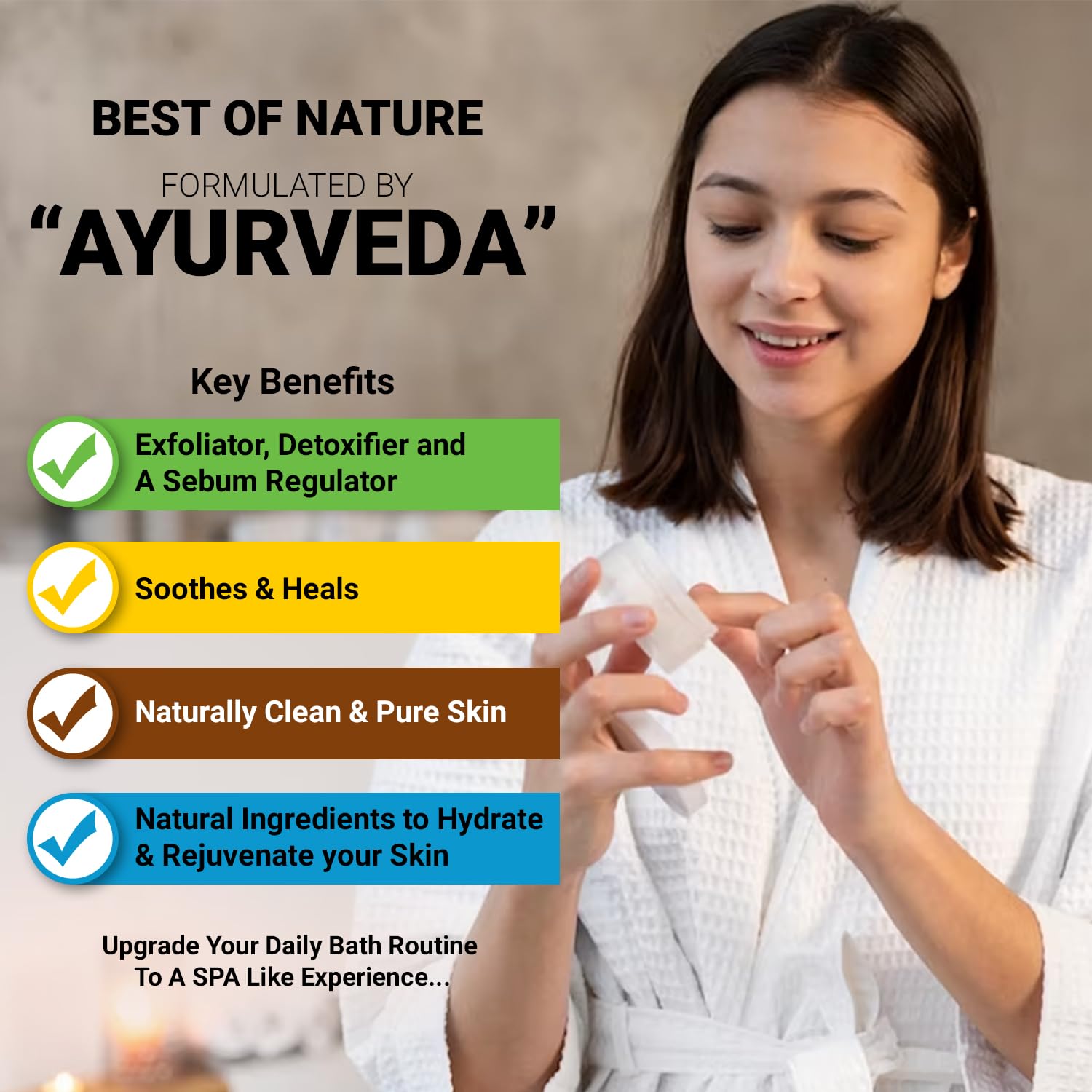 Simply Vedic Kaolin Clay Cold Pressed Soap Bar - Organic Natural Deep Exfoliating & Detoxifying Face & Body Cleanser | Handmade Sulfate-Free, Paraben-Free for All Skin Types | Men & Women | Perfect for Acne-Prone Skin & Daily Detox Routine (100g)