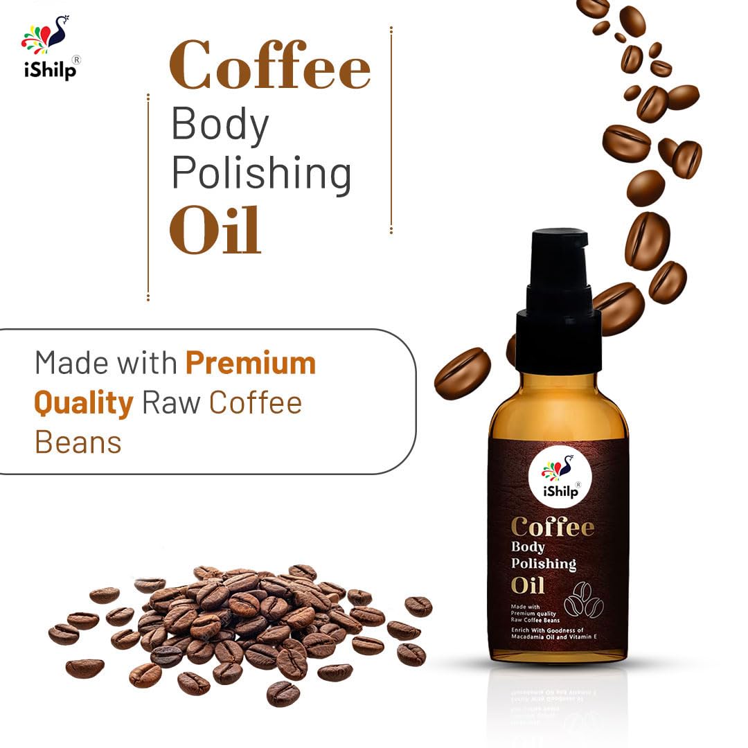 Premium Mocha Body Polishing Oil with Organic Coffee Beans, Macadamia Oil & Vitamin E - 100ml | Hydrating & Exfoliating Skin Care for Dry Skin - Perfect for Spa Day & Self-Care Routine