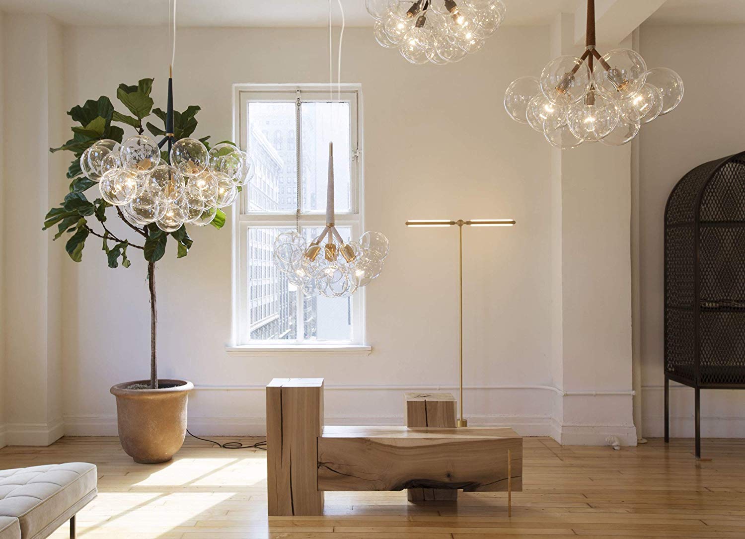 Modern Aiwen Bubble Glass Chandelier - 3-Light Suspension Ceiling Pendant Lamp for Dining Room, Living Room & Bedroom (Bulbs Not Included) | Elegant Lighting Fixture for Home Decor
