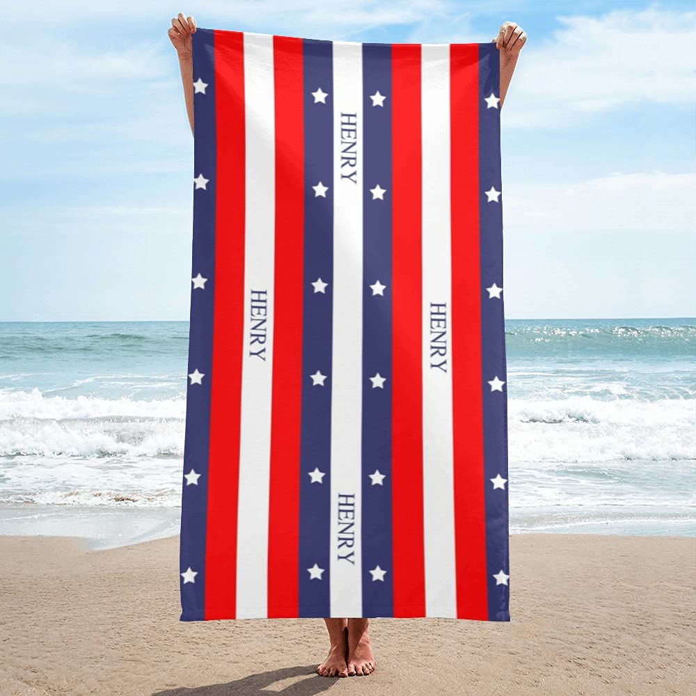 Custom Personalized Beach Towel with Name - Soft & Absorbent for Women, Men, Kids & Baby - Great for Pool, Beach, Vacation & Nursery - Unique Gift for Family & Friends