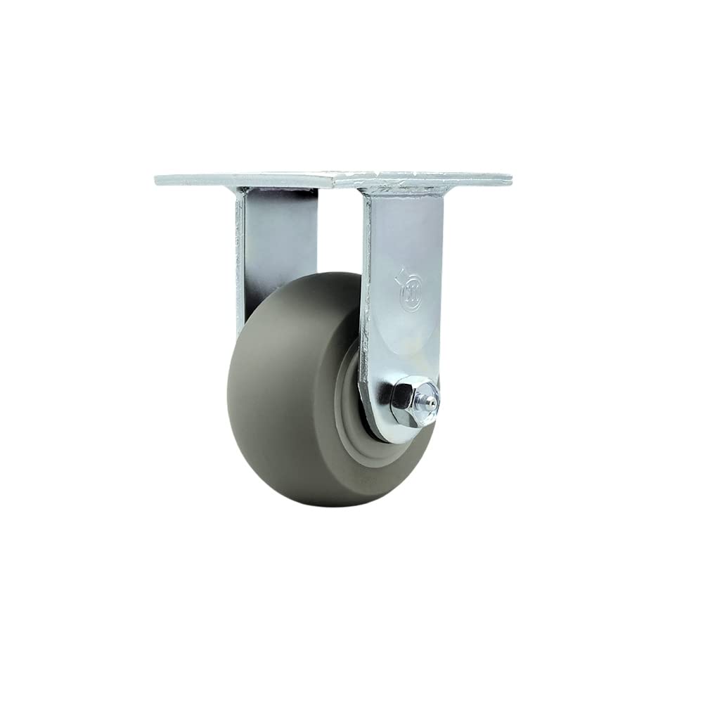 4 Inch Heavy Duty Thermoplastic Rubber Donut Tread Caster Wheel with Rigid Top Plate - 300 lbs Capacity - Service Caster Brand - Ideal for Industrial Equipment, Warehouse Carts, and Workbenches