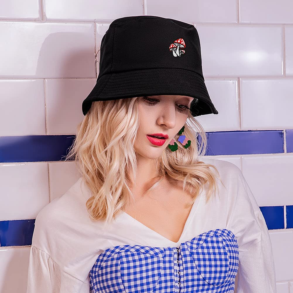 XYIYI Women's Cotton Embroidery Bucket Hat - Stylish Fisherman Beach Hat for Women & Girls - Perfect for Summer, Travel, and Outdoor Activities