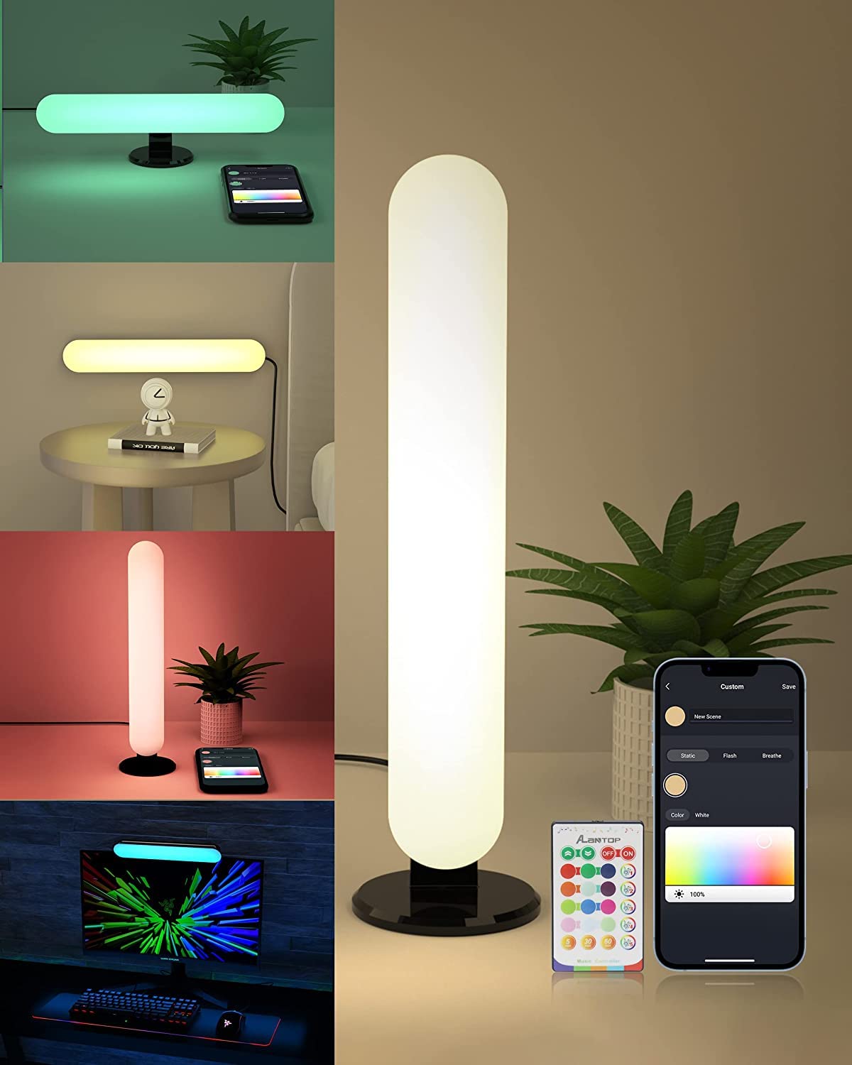 Smart Desk Lamp with WiFi & App Control - Works with Alexa & Google Assistant, Adjustable White & RGB Colors, Music Sync, USB Charging - Perfect for Bedroom, Office, Gaming & Monitor Lighting