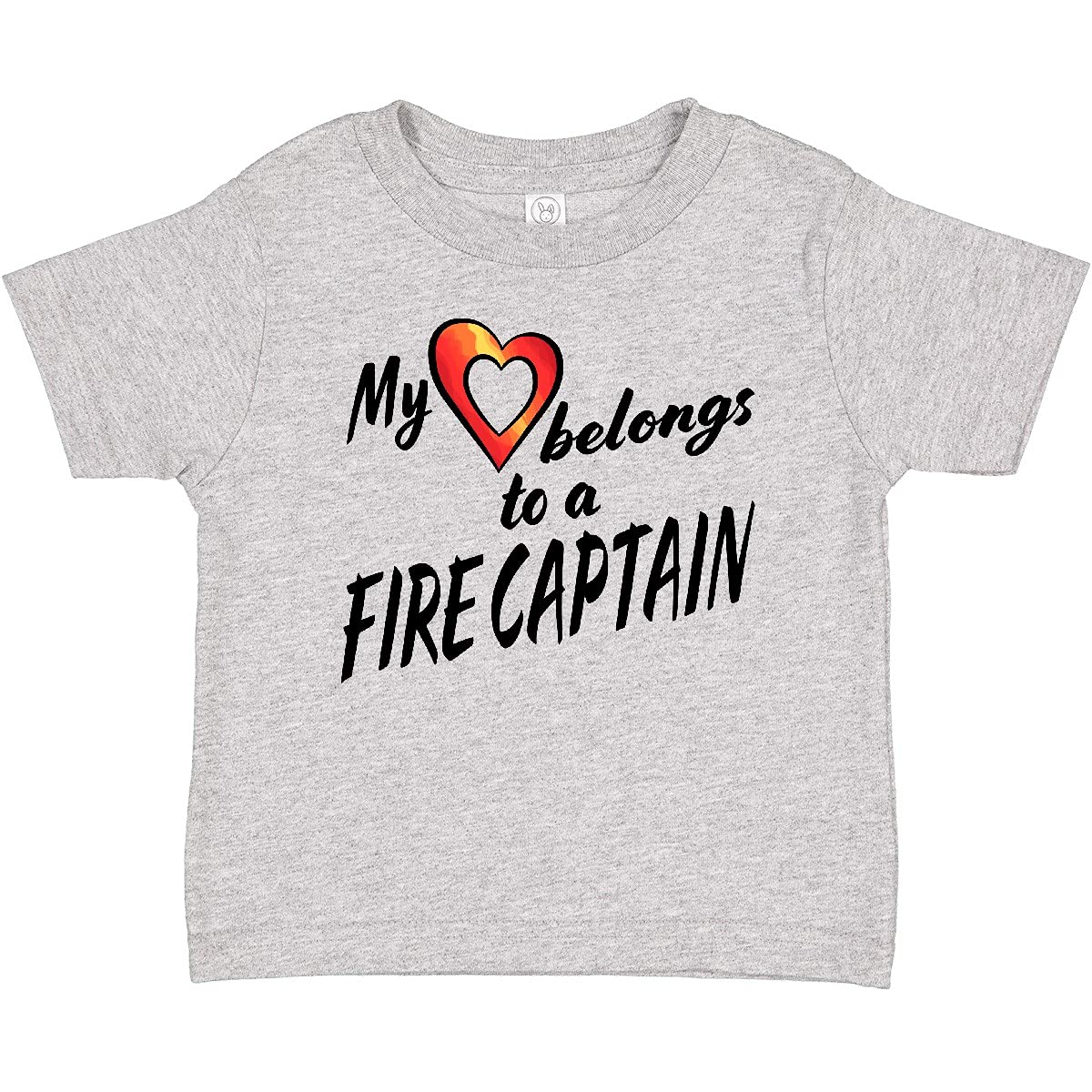 inktastic My Heart Belongs to a Fire Captain Red Heart Baby T-Shirt - Cute Outfit for Firefighter Appreciation Day & Family Events