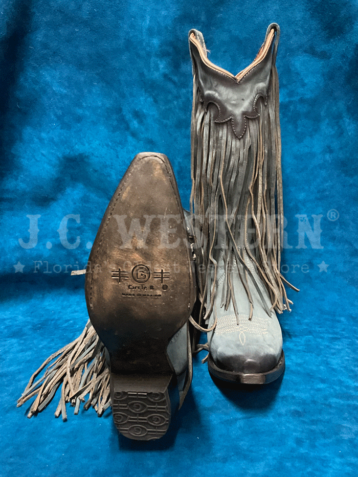Circle G L6074 Women's Western Boots with Fringe Detail in Light Blue – Perfect for Country Dancing, Rodeos & Cowgirl Fashion
