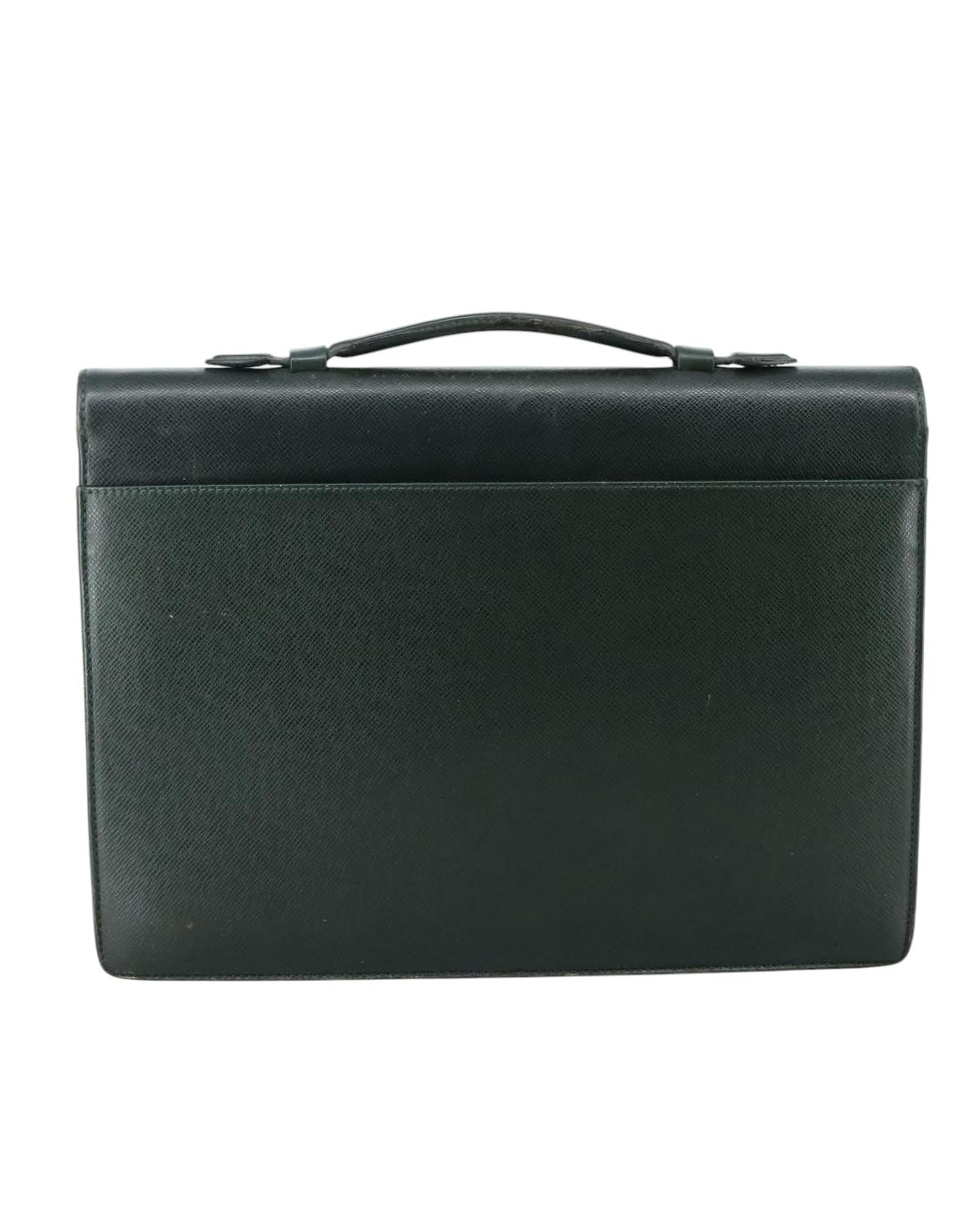 Premium Green Leather Attache Case with Secure Lock - Perfect for Business Travel, Office & Professional Document Storage