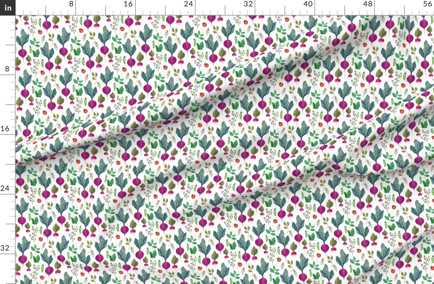 Vegetables Pattern White Garden Printed Fleece Fabric by The Yard - Soft DIY Sewing Material for Blankets, Loungewear & No-Sew Projects - Perfect for Home Decor, Baby Clothes & Crafting