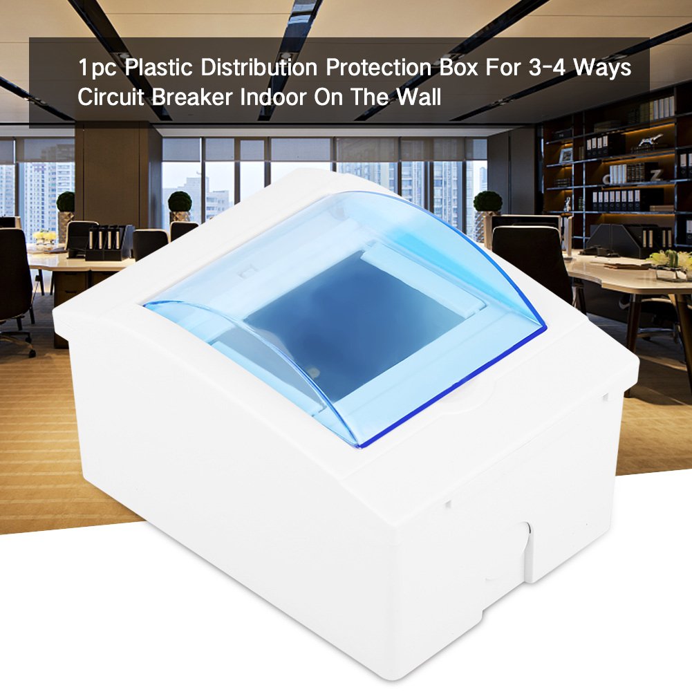 3-4 Way Plastic Circuit Breaker Distribution Box with Transparent Cover - Indoor Wall Mount Electrical Panel for Home & Office Power Distribution | Safe & Durable for Residential & Commercial Use