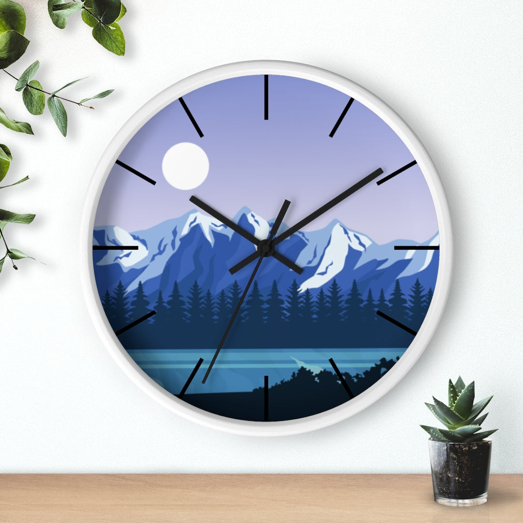 Blue Mountain Wall Clock - Large Silent Non-Ticking Modern Decor for Living Room, Bedroom & Office - Perfect for Home, Office & Gifts