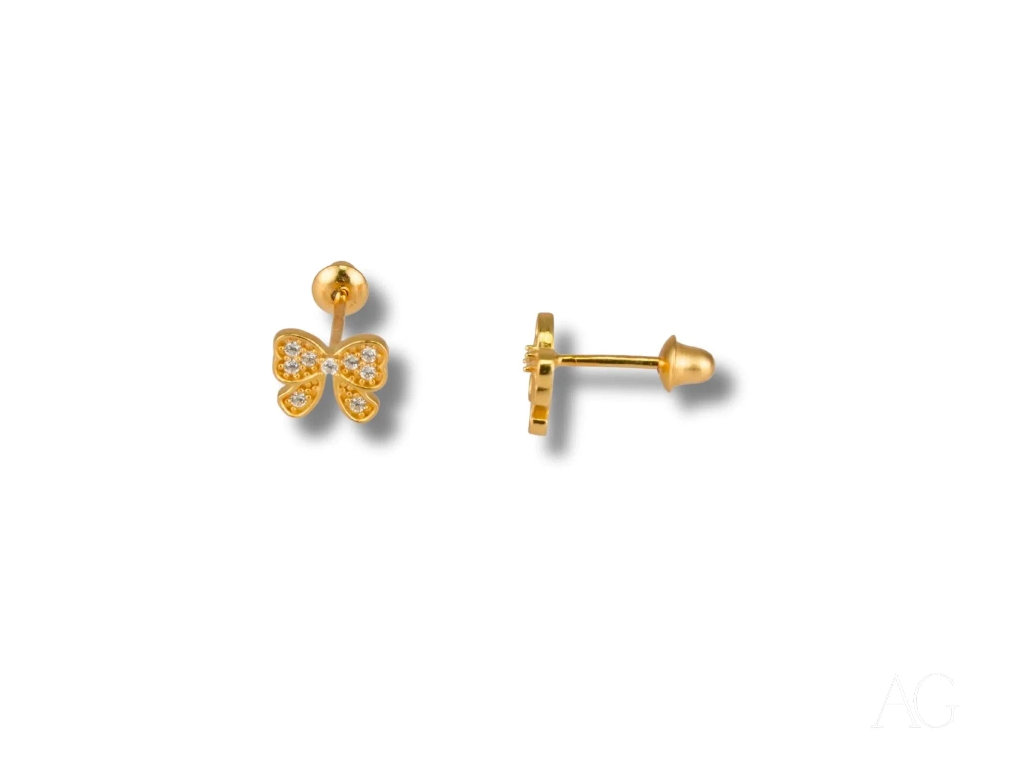 18K Gold CZ Bow Earrings for Women - Elegant Cubic Zirconia Stud Earrings - Perfect for Weddings, Parties & Everyday Wear