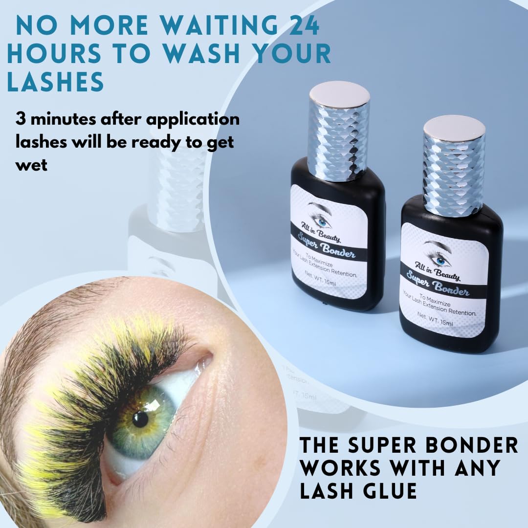 Professional Eyelash Extension Super Bonder - 15ml Lash Retention Sealant with Dropper for Mink & Cluster Lashes | Long-Lasting Adhesive for Lash Artists | Perfect for Salon & Home Use