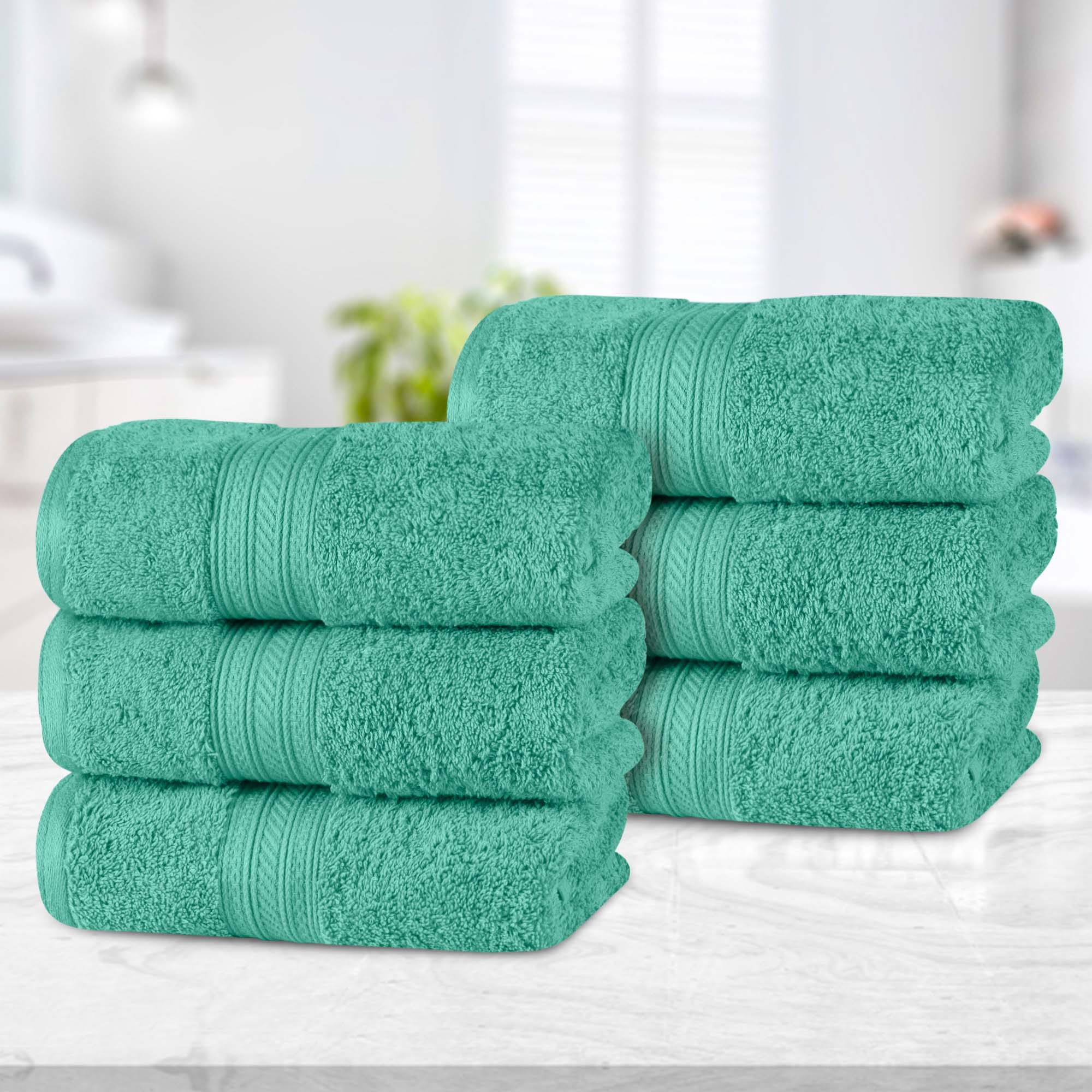 Premium 6-Pack Atlas Cotton Plush Absorbent Heavyweight Luxury Hand Towels - Soft & Quick-Drying for Bathroom, Kitchen, and Spa Use