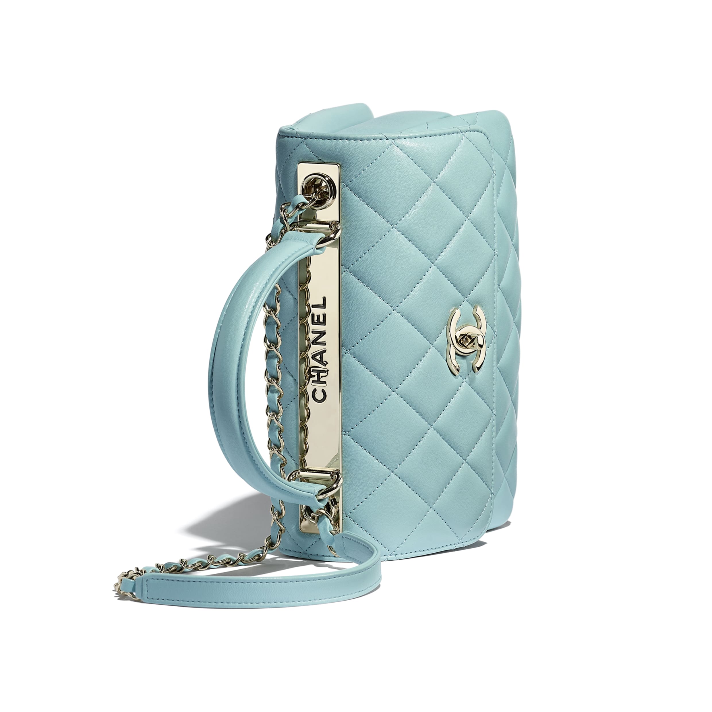 Chanel Small Flap Bag With Top Handle Light Blue Gold - Luxury Crossbody Shoulder Bag for Women, Perfect for Date Night & Special Occasions