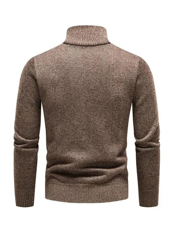 Men's Stand-Up Collar Patchwork Zipper Turtleneck Sweater - Winter Fashion for Casual & Business Wear
