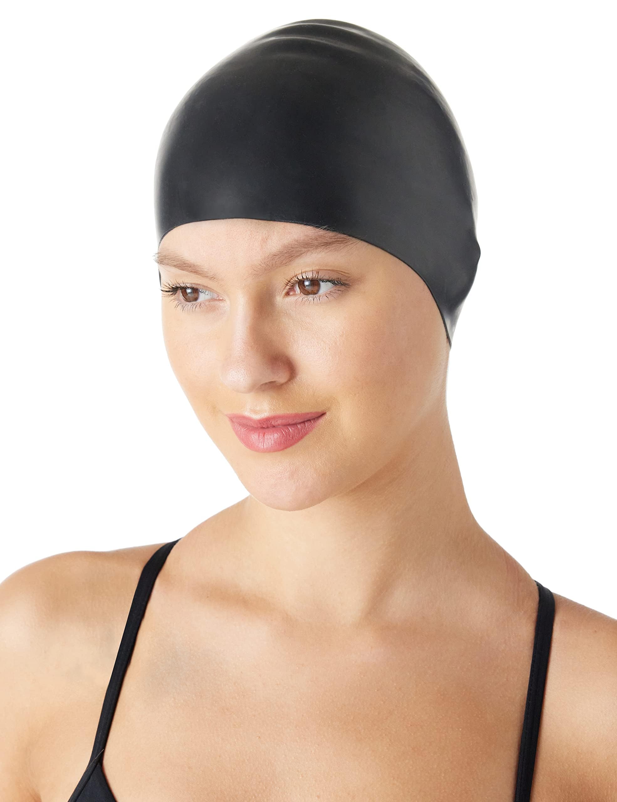 Amazon Basics Silicone Swim Cap for Women & Men - Comfortable, Durable Swimming Cap for Pool, Lap Swimming & Water Aerobics - Great for Competitive Swimmers, Triathletes & Fitness Enthusiasts