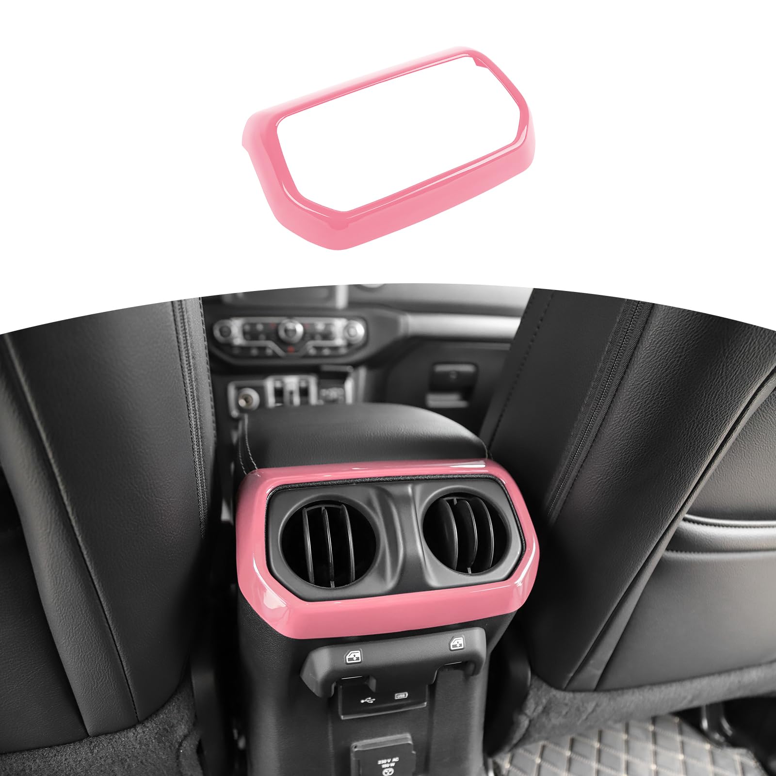 Jeep Wrangler JL JLU & Gladiator JT Rear Air Vent Cover Trim Frame - RT-TCZ Pink Interior Accessories (2018-2024) | AC Vent Upgrade for Enhanced Comfort & Style