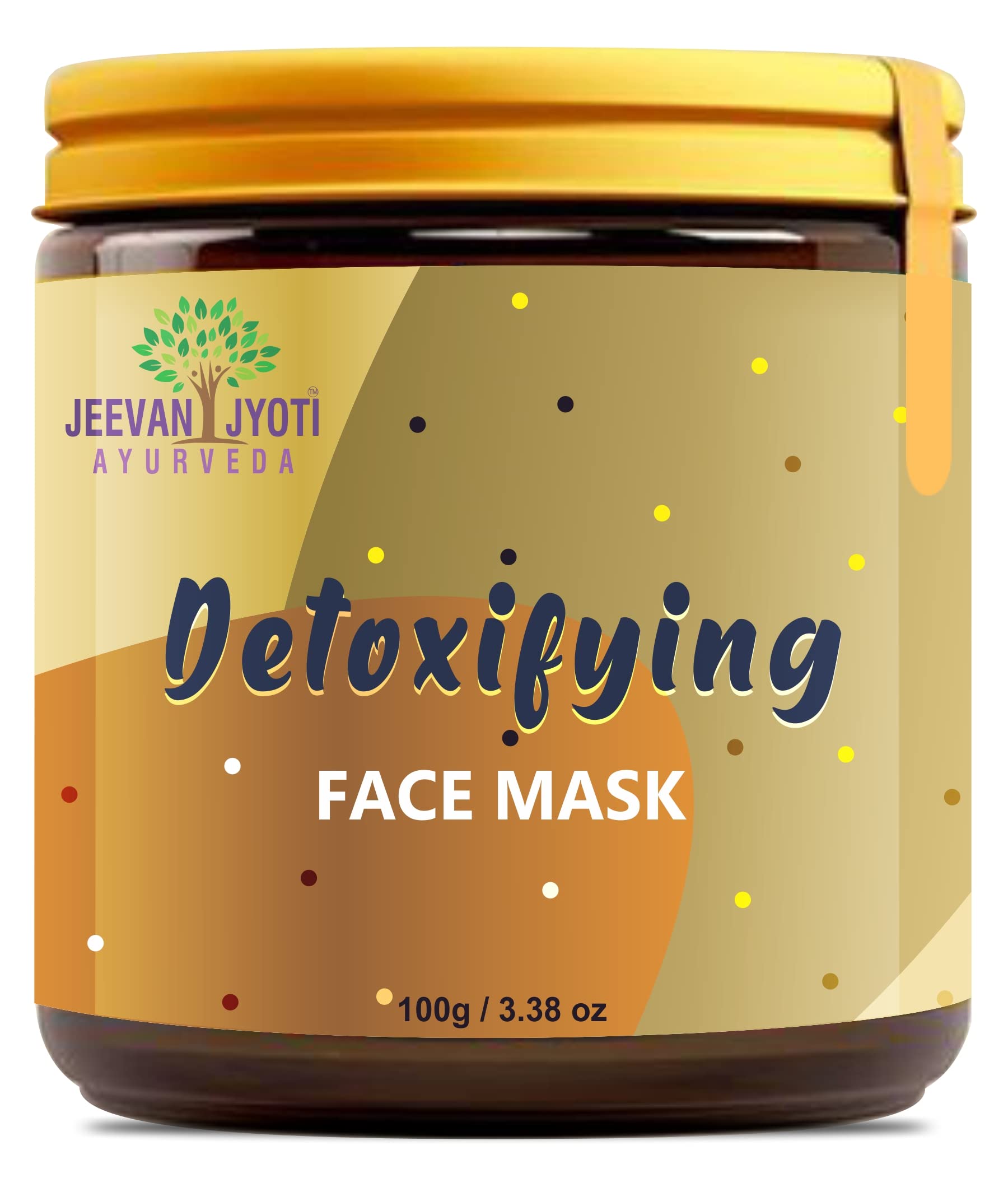 JEEVAN JYOTI AYURVEDA Detoxifying Clay Face Mask - Anti Acne & Deep Cleansing with Turmeric, Neem & Sandalwood | SLS & Paraben Free, Cruelty-Free | Perfect for Daily Skincare & Acne Treatment