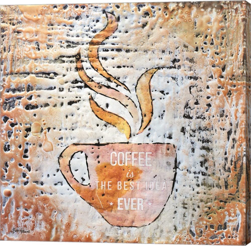 Britt Hallowell 'Coffee is The Best Idea Ever' Canvas Wall Art - 24x24 Inches Gallery Wrapped Painting for Home, Office & Cafe Decor