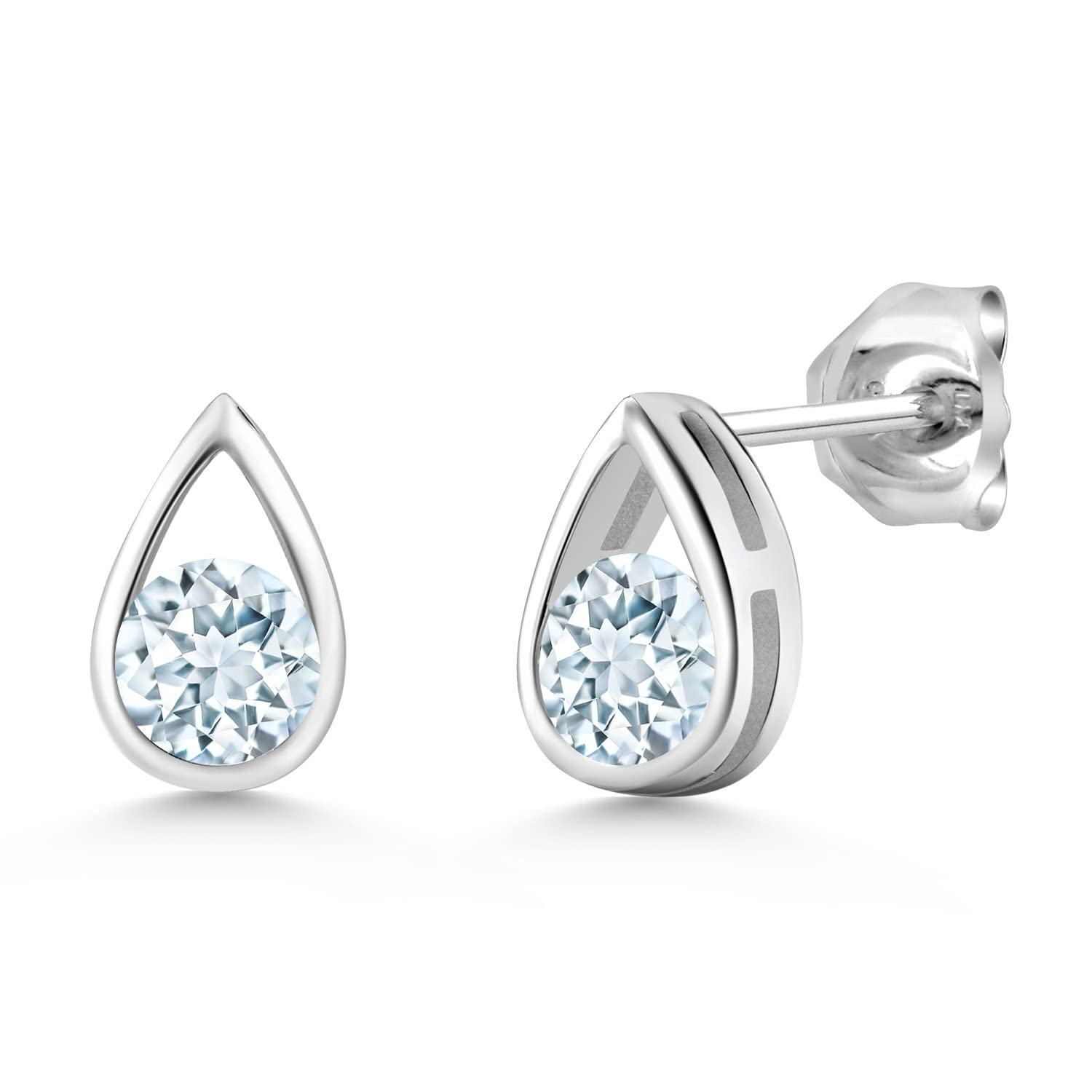 Gem Stone King Teardrop Stud Earrings for Women & Men - 925 Sterling Silver 5mm Round Gemstone Birthstone Jewelry | Elegant Gift for Her, Mom, Wife | Perfect for Birthdays, Anniversaries & Special Occasions