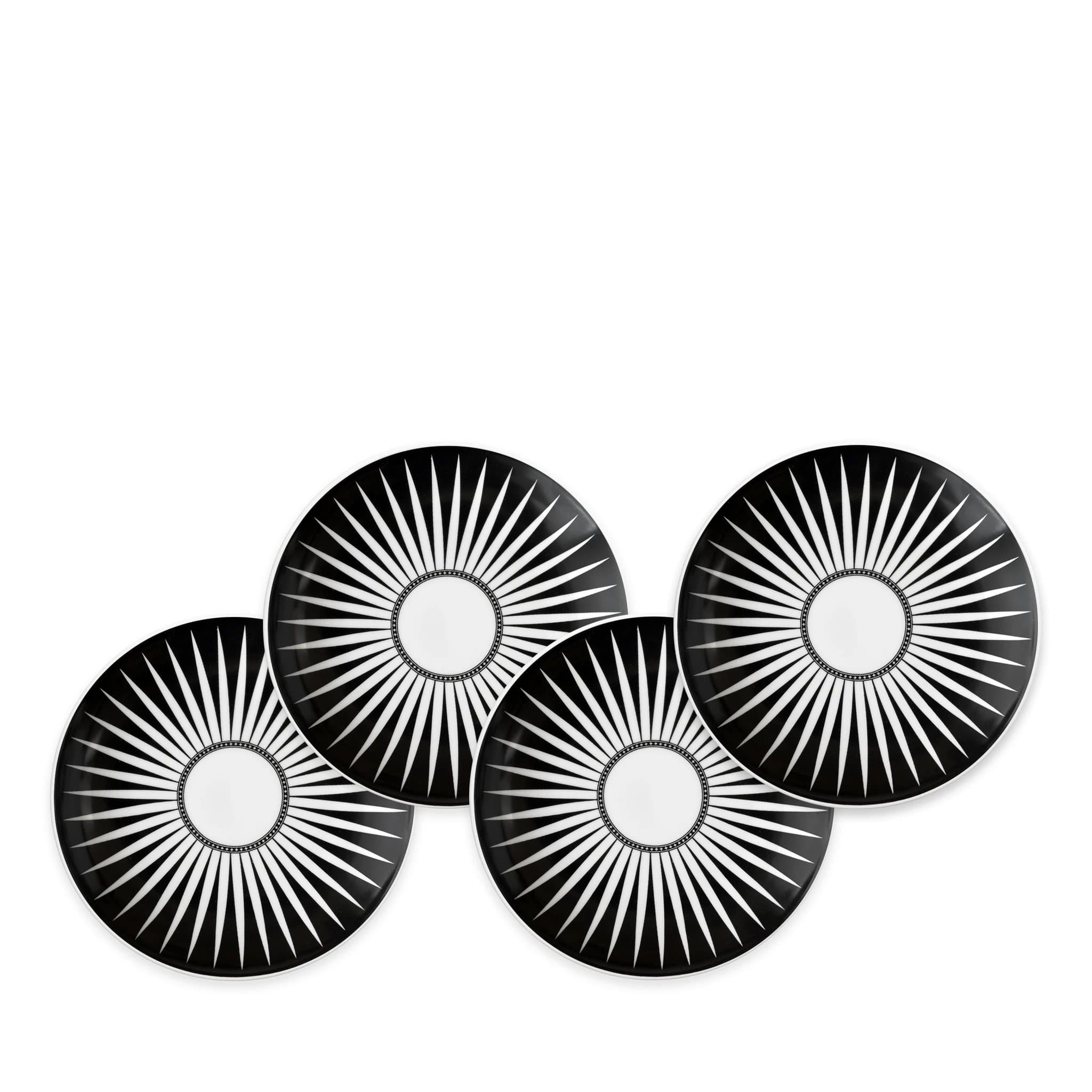 Elegant Black Burst Porcelain Canapé Set - 12-Piece Appetizer Plates for Dinner Parties, Cocktail Receptions & Upscale Entertaining
