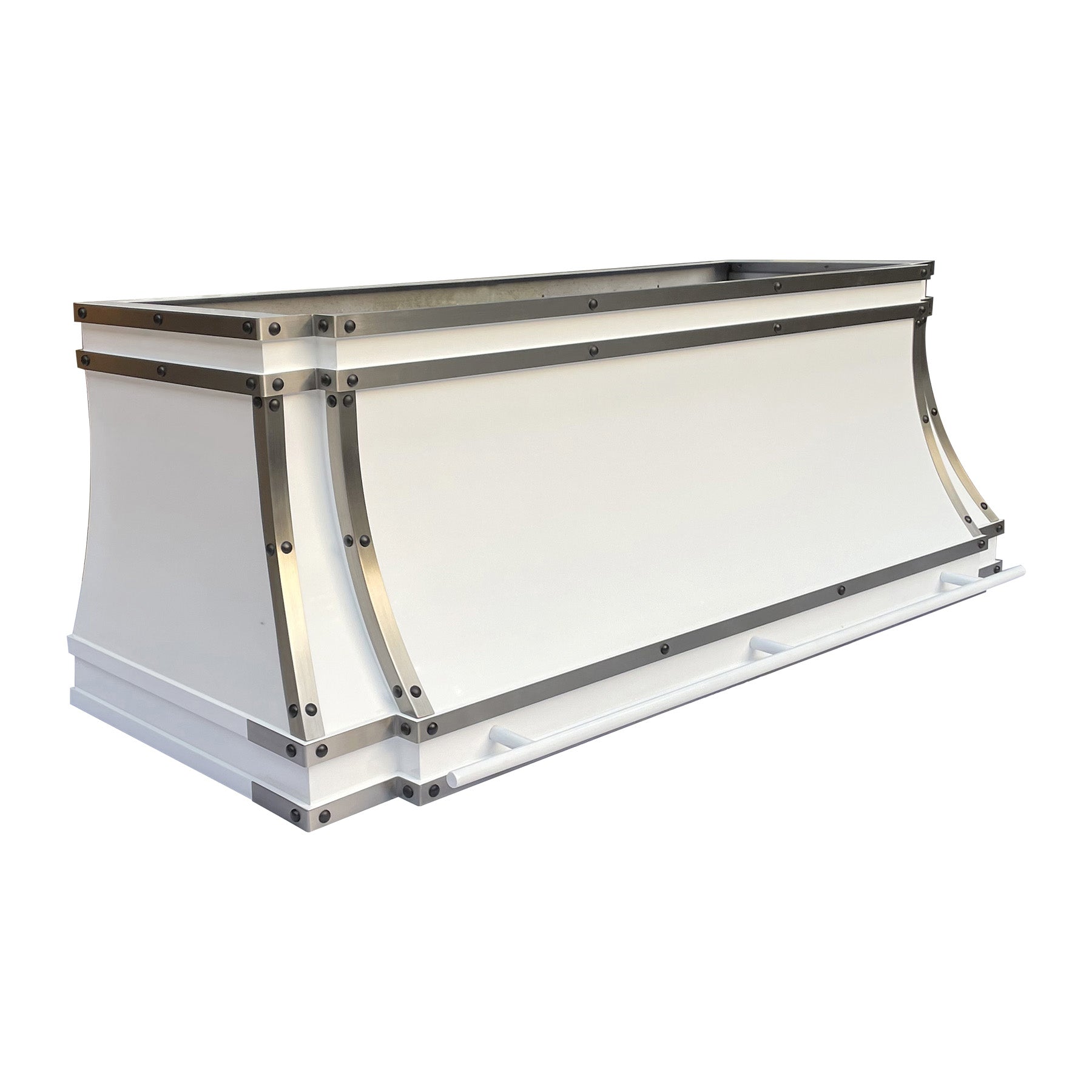 Premium RHM Sweep White Stainless Steel Custom Range Hood for Kitchen - Modern Ventilation for Cindi Stove | Perfect for Home Cooking & Restaurant Use
