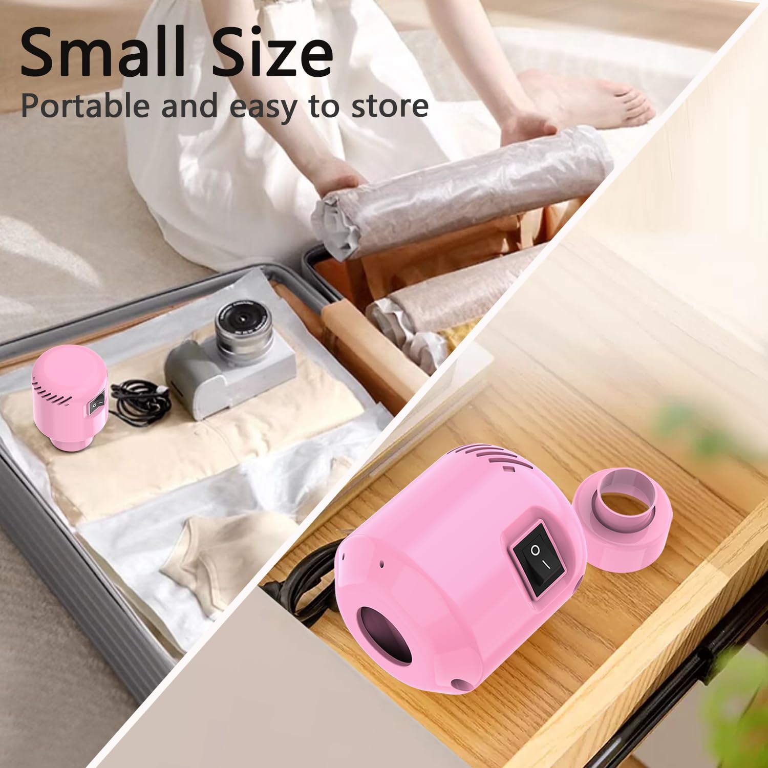 Electric Vacuum Pump for Storage Bags - 55W Portable Space Saver for Compression Clothing & Vacuum Sealer Bags | Ideal for Travel, Closet Organization & Seasonal Storage