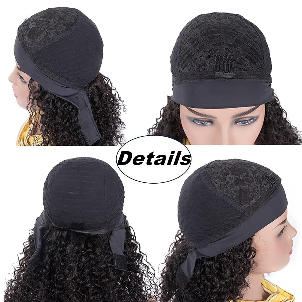 22 Inch Brazilian Curly Headband Wig - 100% Human Hair Deep Wave Glueless Wig with No Lace Front in Natural Colors | Perfect for Daily Wear, Parties & Cosplay