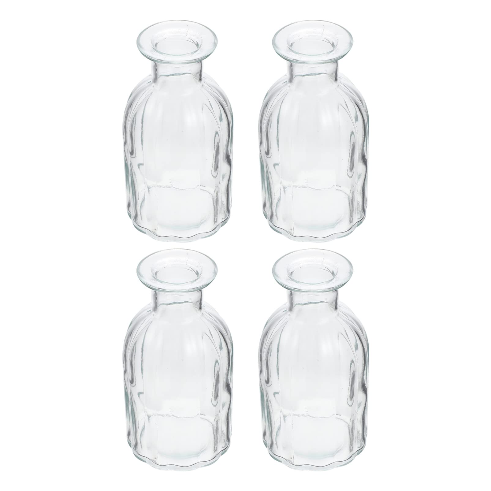 FOMIYES Mini Glass Vase Set of 4 - Clear Hydroponic Vases for Dried Flowers & Plants | Small Decorative Vases for Home, Office, Living Room Decor | Perfect for Table Centerpieces, Wedding Decor & Gift Ideas