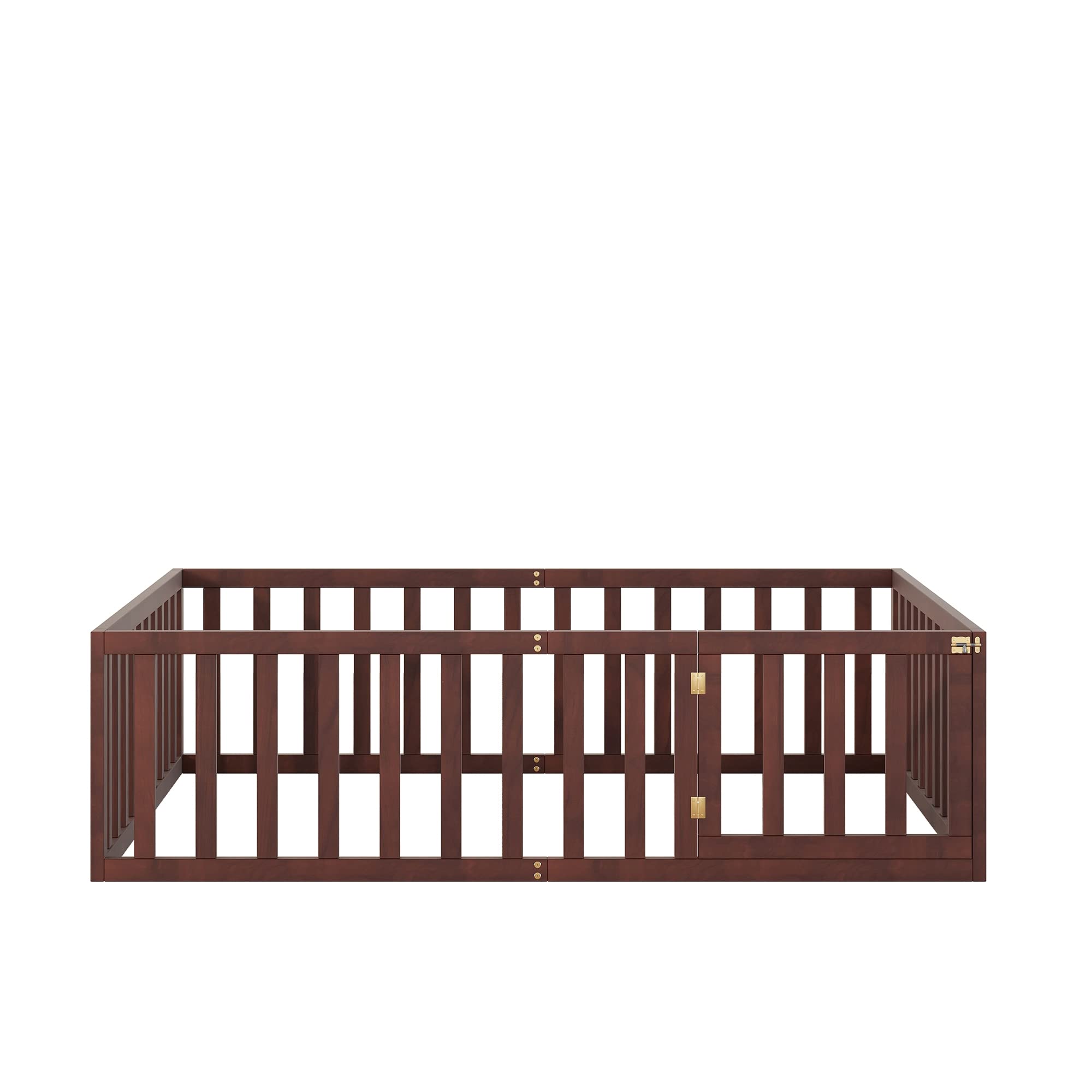 SOFTSEA Full Size Toddler Floor Bed with Safety Fence - Low Profile Kids Bed Frame with Spring Support - Perfect for Montessori Bedrooms & Child Safety