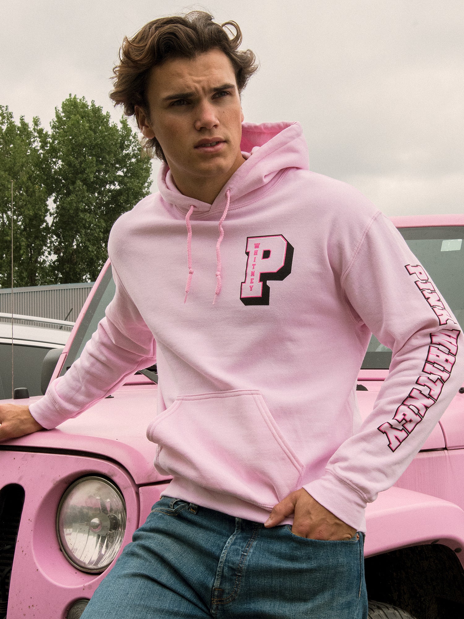 Barstool Sports Pink Whitney Varsity Hoodie - Men's & Women's Pullover Sweatshirt for Casual Wear, Game Day & Fan Apparel