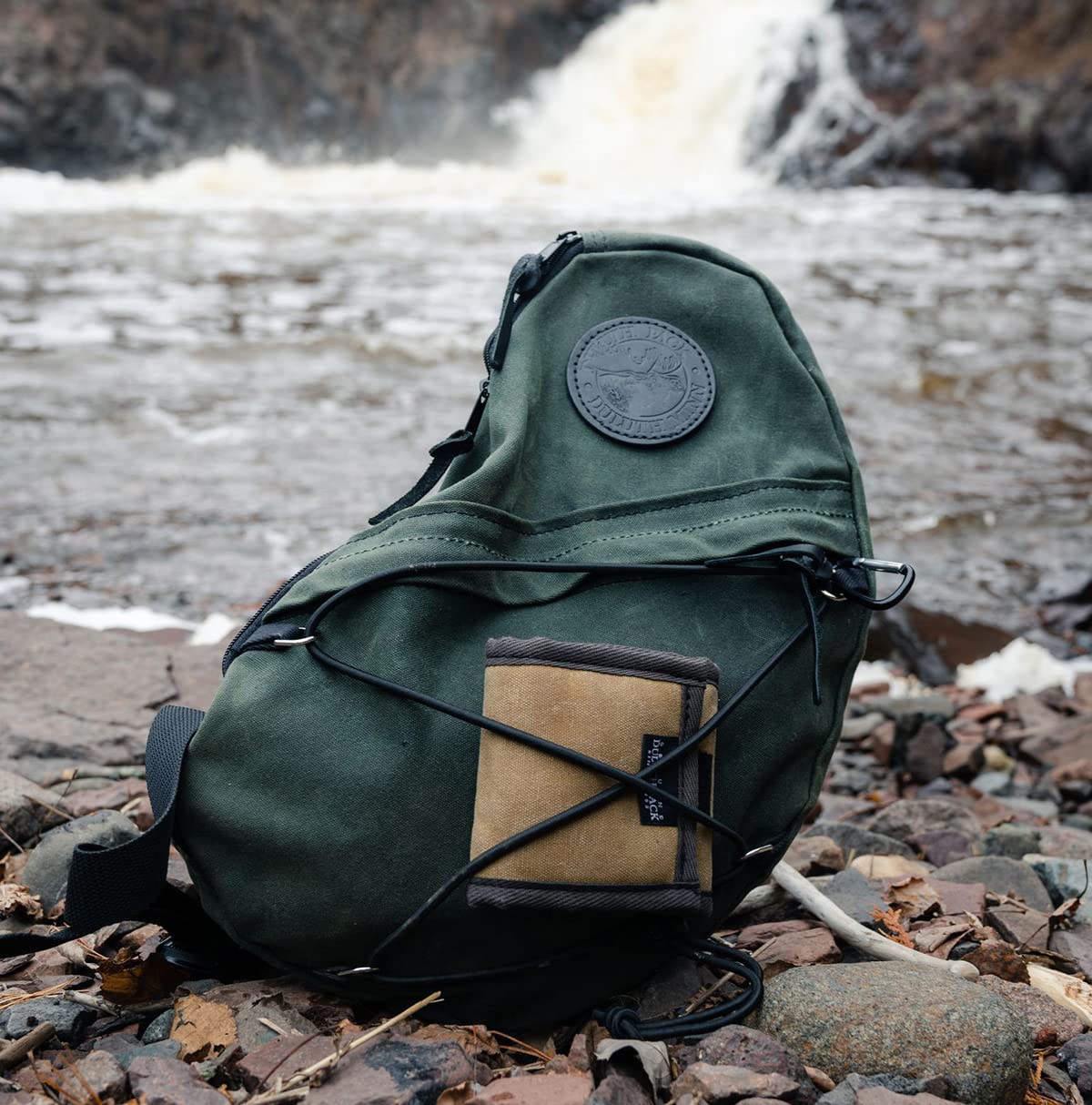 Duluth Pack Unisex Crossbody Sling Bag for Travel, Hiking & Camping - Waxed Olive Drab - Durable Outdoor Shoulder Bag for Everyday Adventures