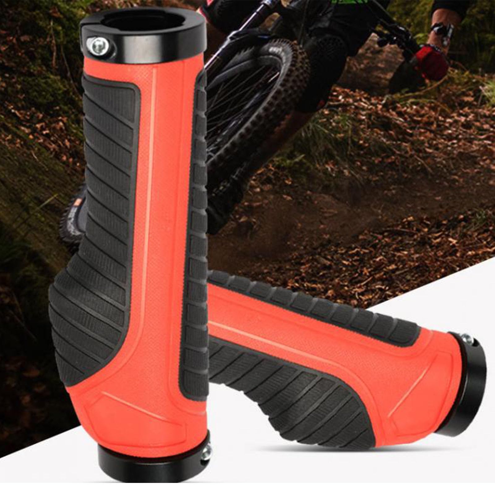 2Pcs Ergonomic Bicycle Handlebar Grips, 13cm/5.1in Anti-Slip Dual Lock Design, Breathable Fixed Handles for Mountain Bikes, Road Bikes, and Commuter Cycling