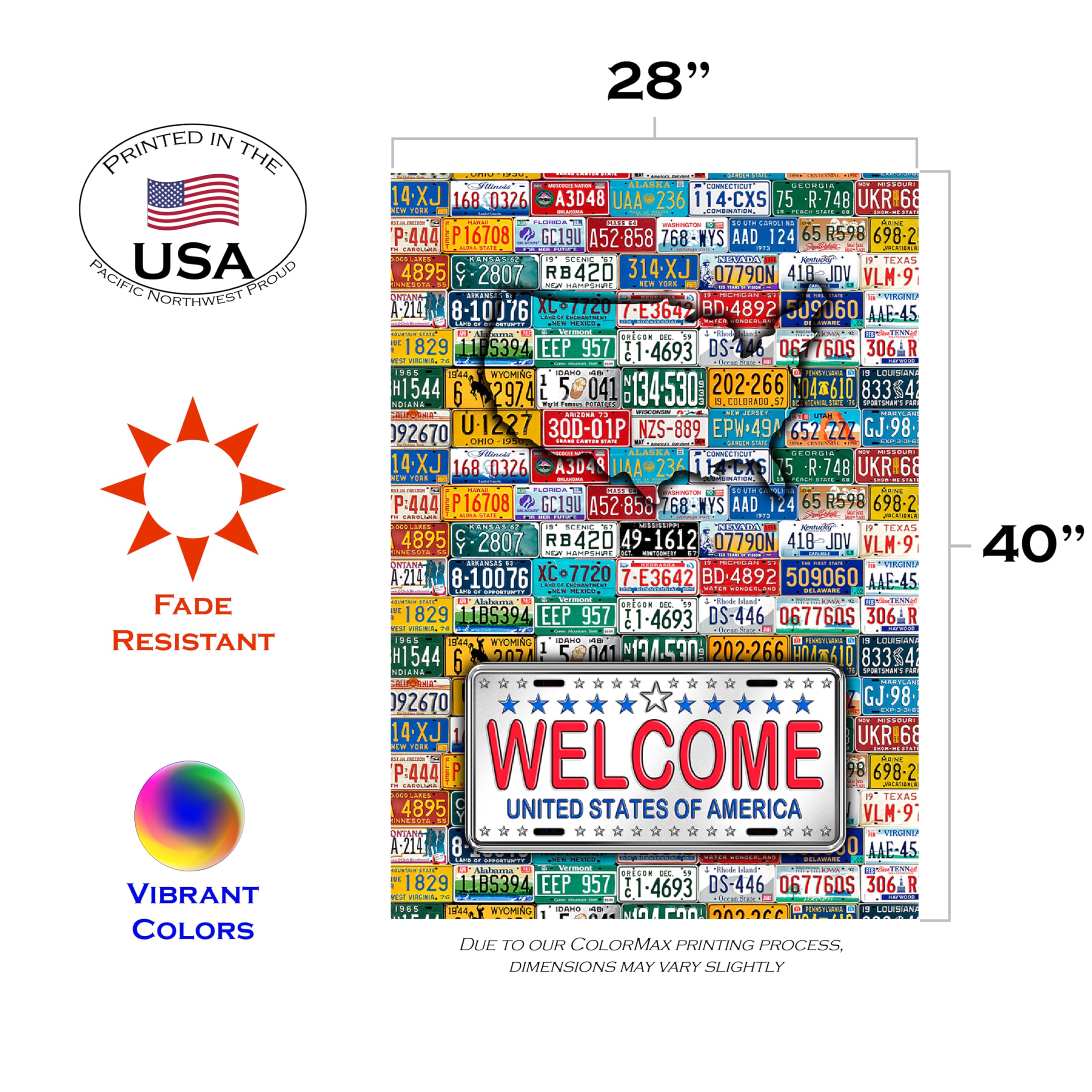 Toland Home Garden 1012605 Fifty States Patriotic Flag - 28x40 Inch Double Sided American Garden Flag for Outdoor Yard Decoration | Perfect for 4th of July, Memorial Day & Patriotic Home Decor