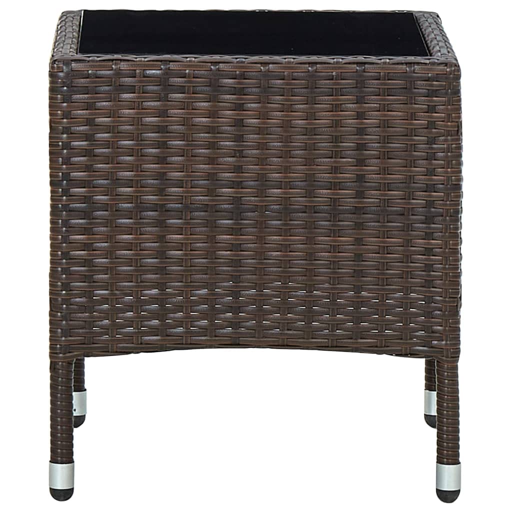 Brown Poly Rattan Outdoor Patio Table 15.7