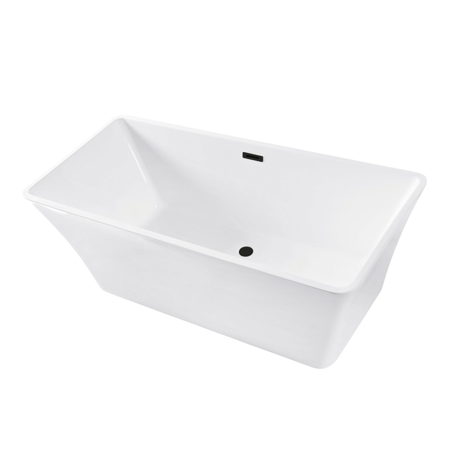 Aqua Eden 67 Inch Acrylic Freestanding Bathtub - Rectangular Double Ended Soaking Tub with Drain in Glossy White/Matte Black | Modern Bathroom Luxury for Spa-Like Relaxation at Home