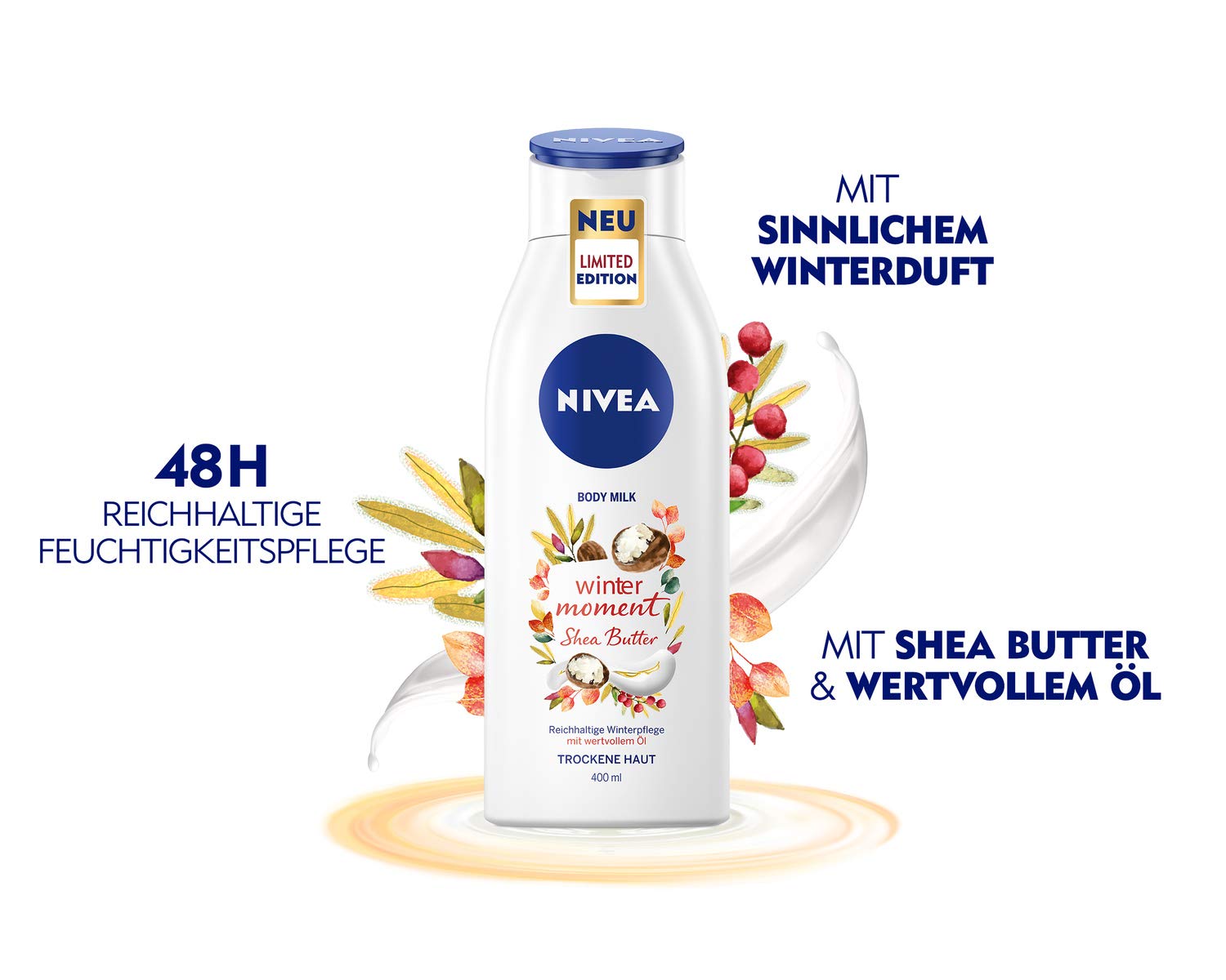 NIVEA Winter Moment Body Milk - Rich Moisturizing Lotion for Dry Skin, 48-Hour Hydration, Deep Winter Care, 400ml (Pack of 1) | Perfect for Cold Weather & Daily Skincare Routine