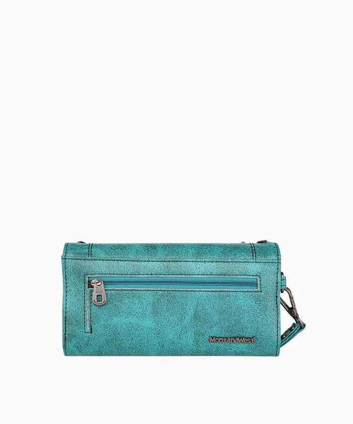 Montana West Whipstitch Studs Wallet for Women - Stylish Leather Bifold Wallet with Studded Accents - Perfect for Everyday Use, Travel & Gift Giving