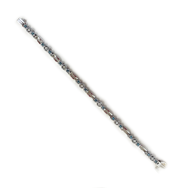 14K White Gold Blue Diamond Bracelet for Women - Elegant Tennis Bracelet for Weddings, Anniversaries & Special Occasions
