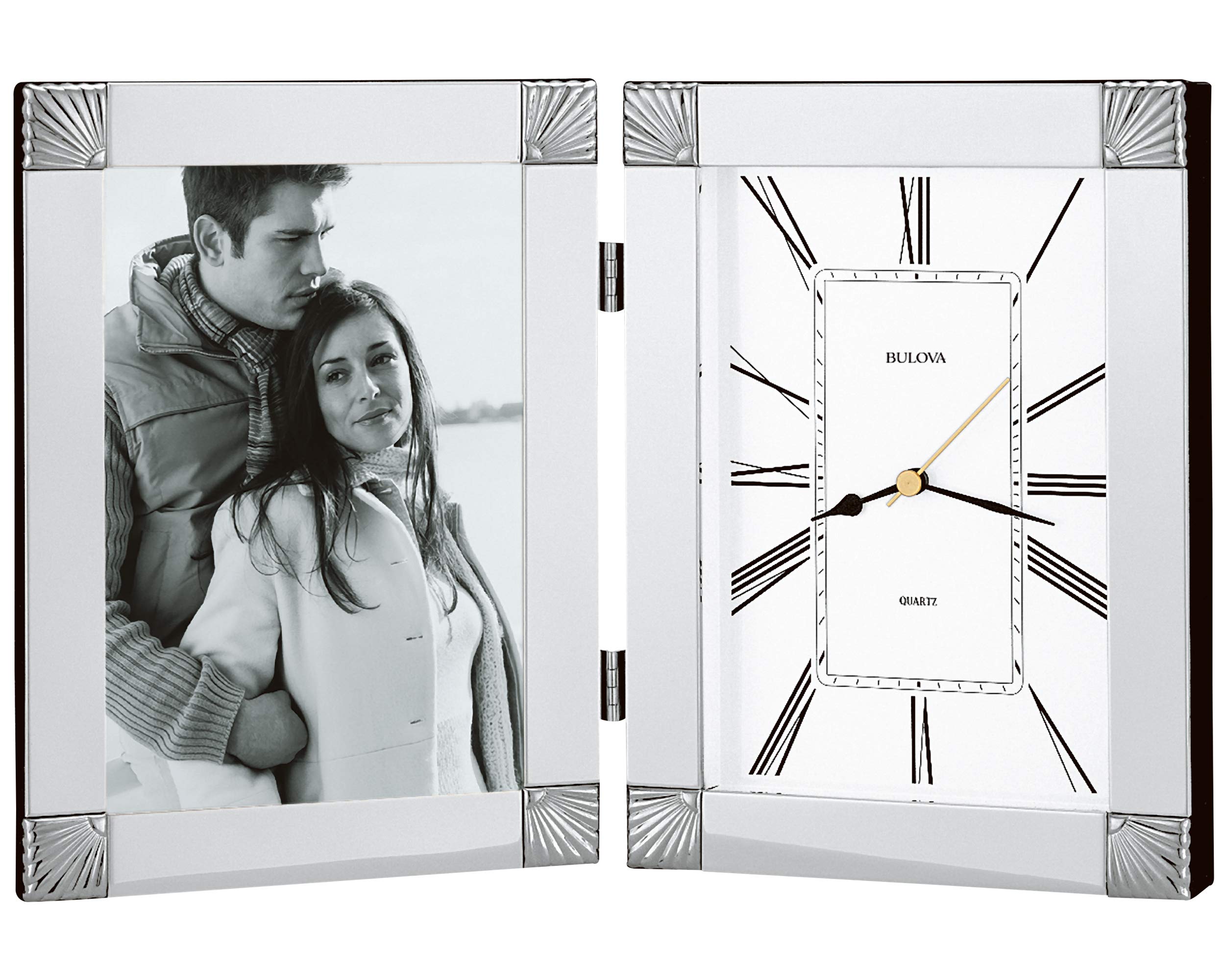 Bulova B1254 Silver Ceremonial Picture Frame Clock - Elegant Display for Weddings, Anniversaries & Home Decor
