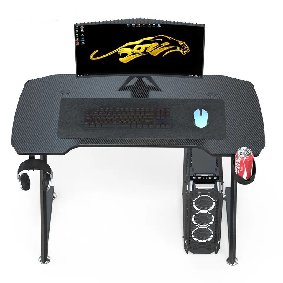 140cm Z-Shaped Gaming Desk with RGB LED Lights - Ergonomic Computer Table for Home Office & Gaming Setup - Perfect for PC, Console Gaming & Workstation Use