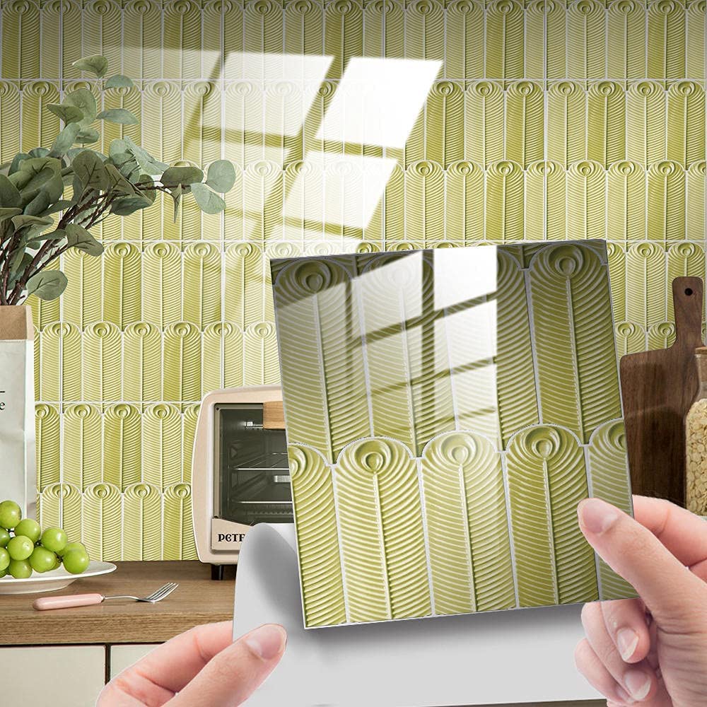 20cm x 20cm Cream Color Tile Stickers - 10 Pack Self-Adhesive Wall Tile Decals for Kitchen Backsplash, Bathroom & Home Decor | Waterproof & Easy to Apply