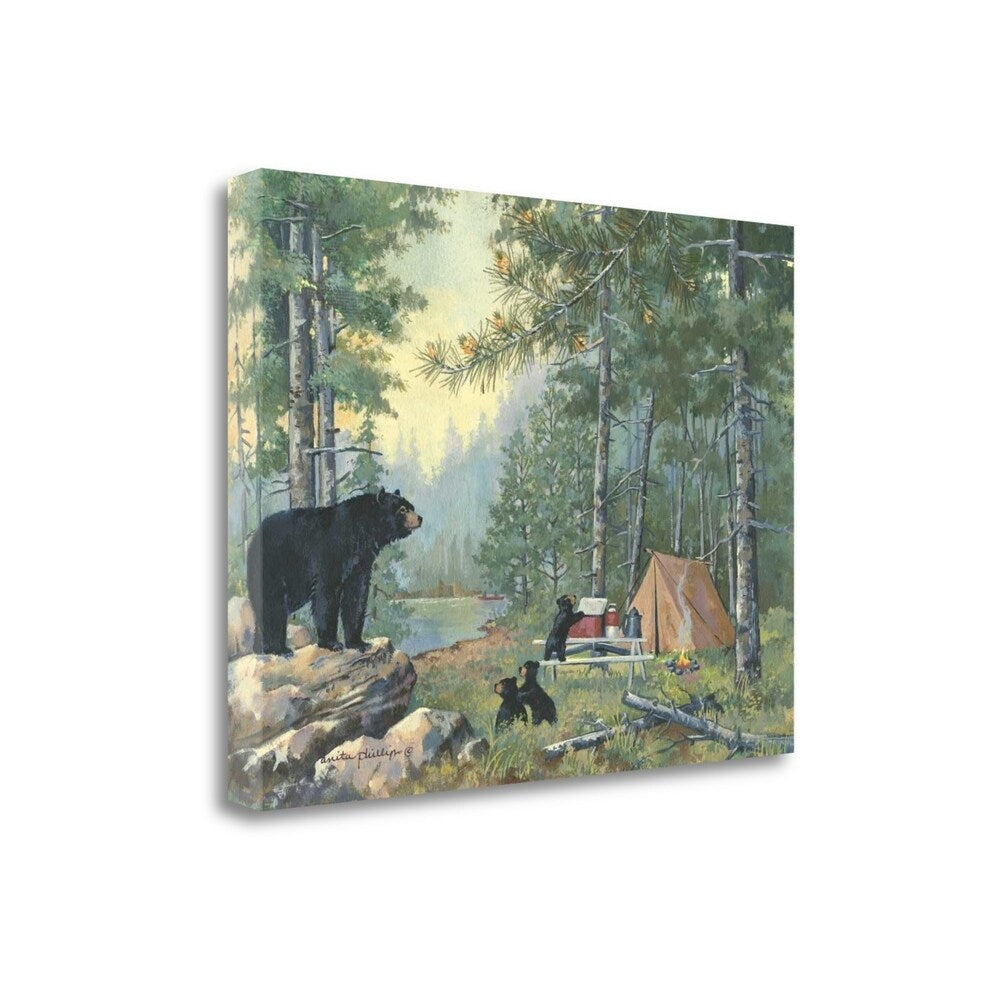 Bears Campsite by Anita Phillips - Premium Giclee Art Print on Gallery Wrapped Canvas, Ready to Hang - Perfect for Living Room, Bedroom & Office Wall Decor