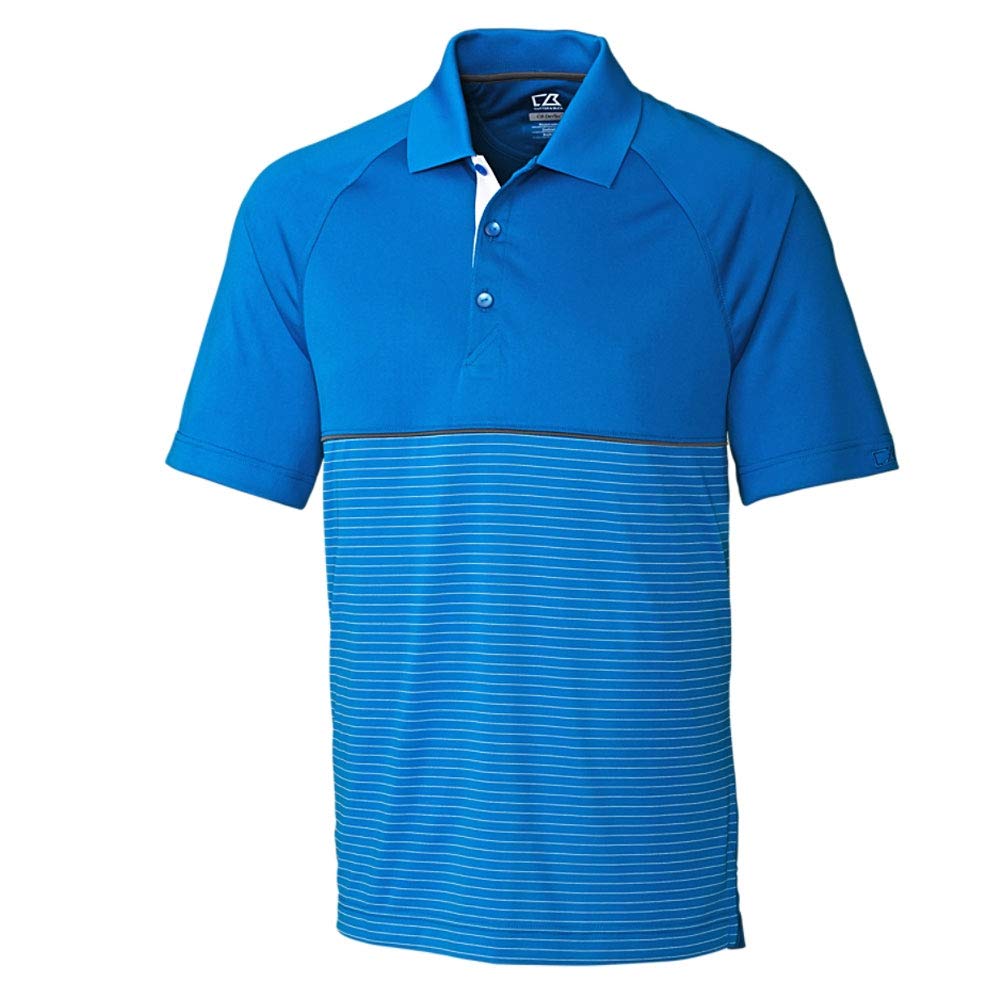 Cutter & Buck Men's Moisture Wicking Hybrid Junction Stripe Polo Shirt - Breathable Quick-Dry Golf & Casual Wear for Outdoor Activities